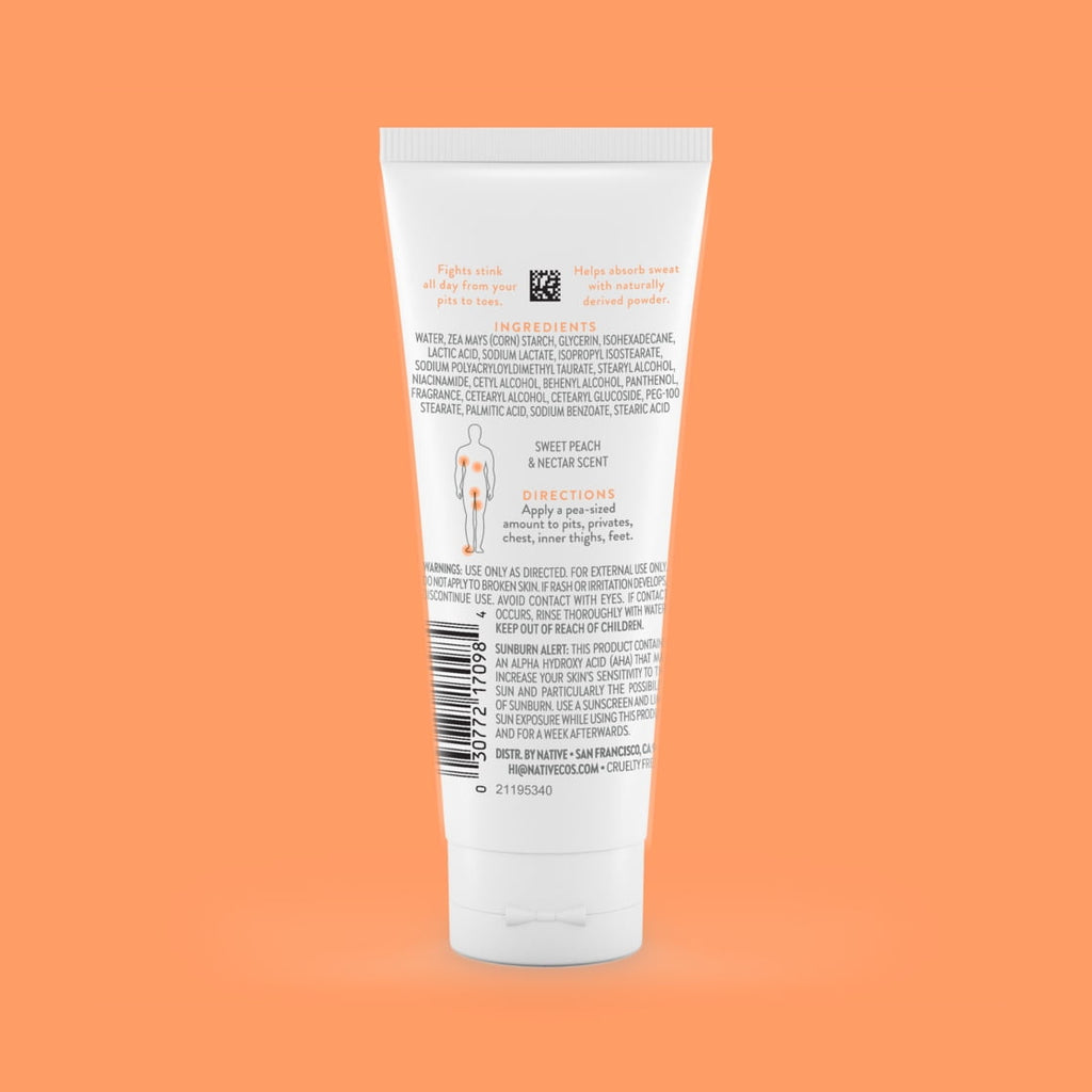 Native Whole Body Deodorant Invisible Cream, Sweet Peach &amp; Nectar, Aluminum-Free, 3 oz