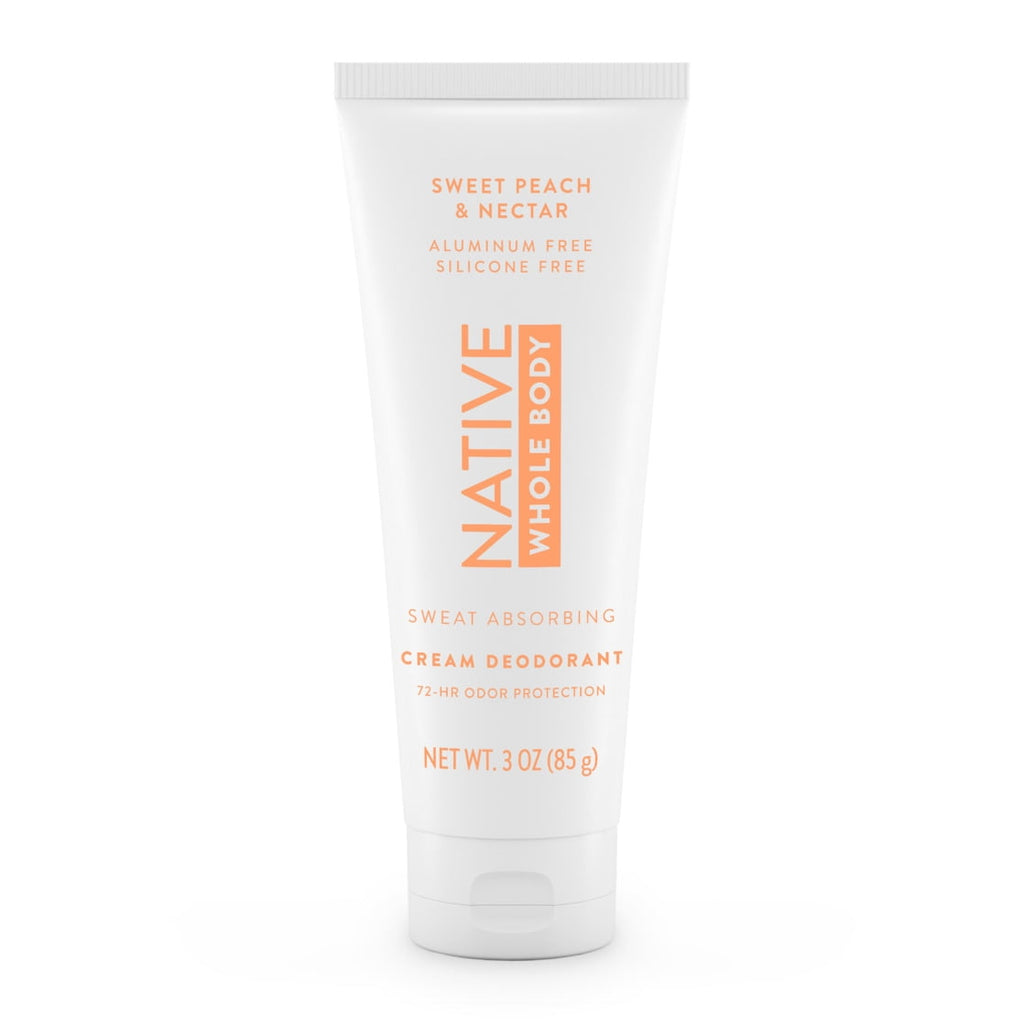 Native Whole Body Deodorant Invisible Cream, Sweet Peach &amp; Nectar, Aluminum-Free, 3 oz