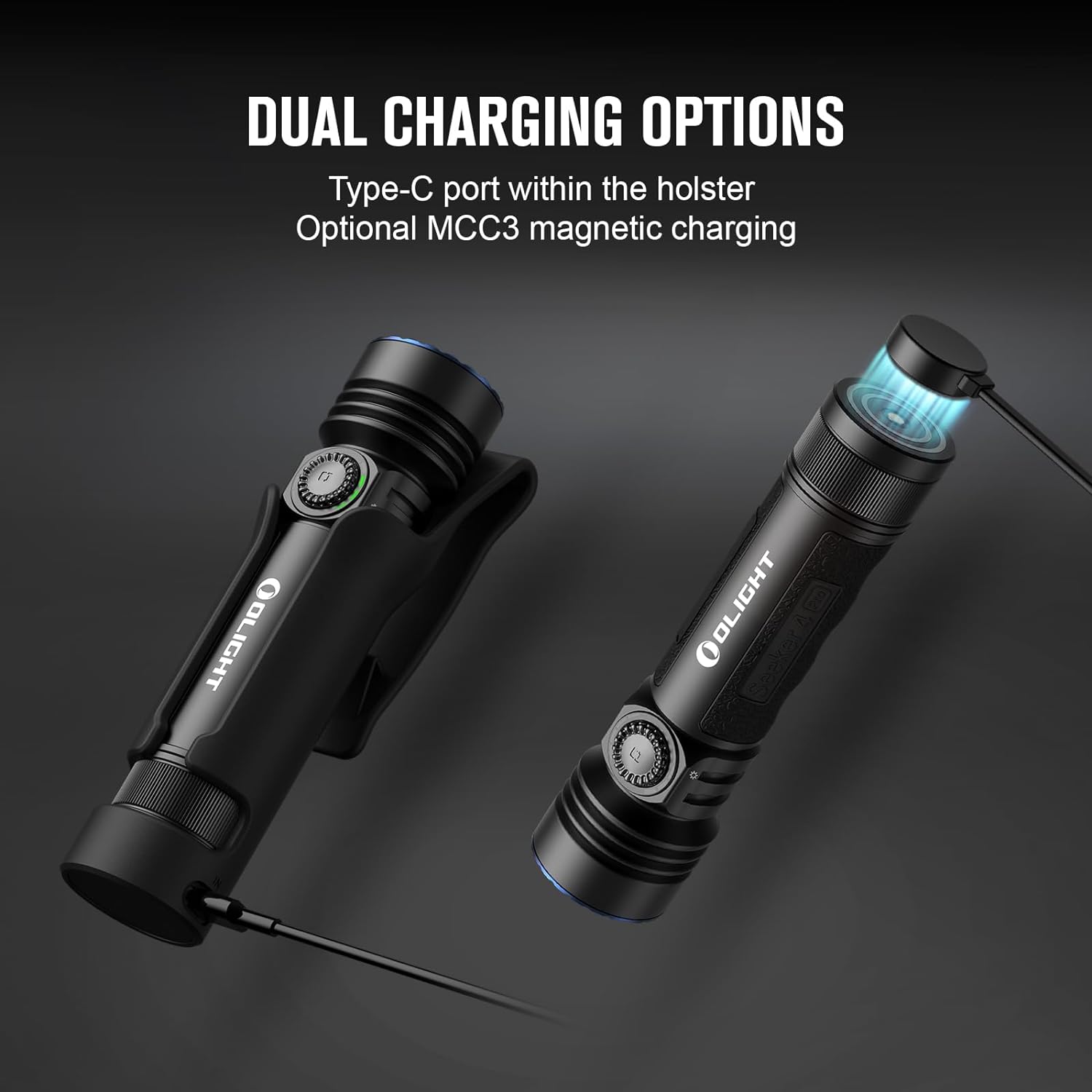 Seeker 4 Pro CW 4600 Lumens LED Rechargeable Flashlight, Black