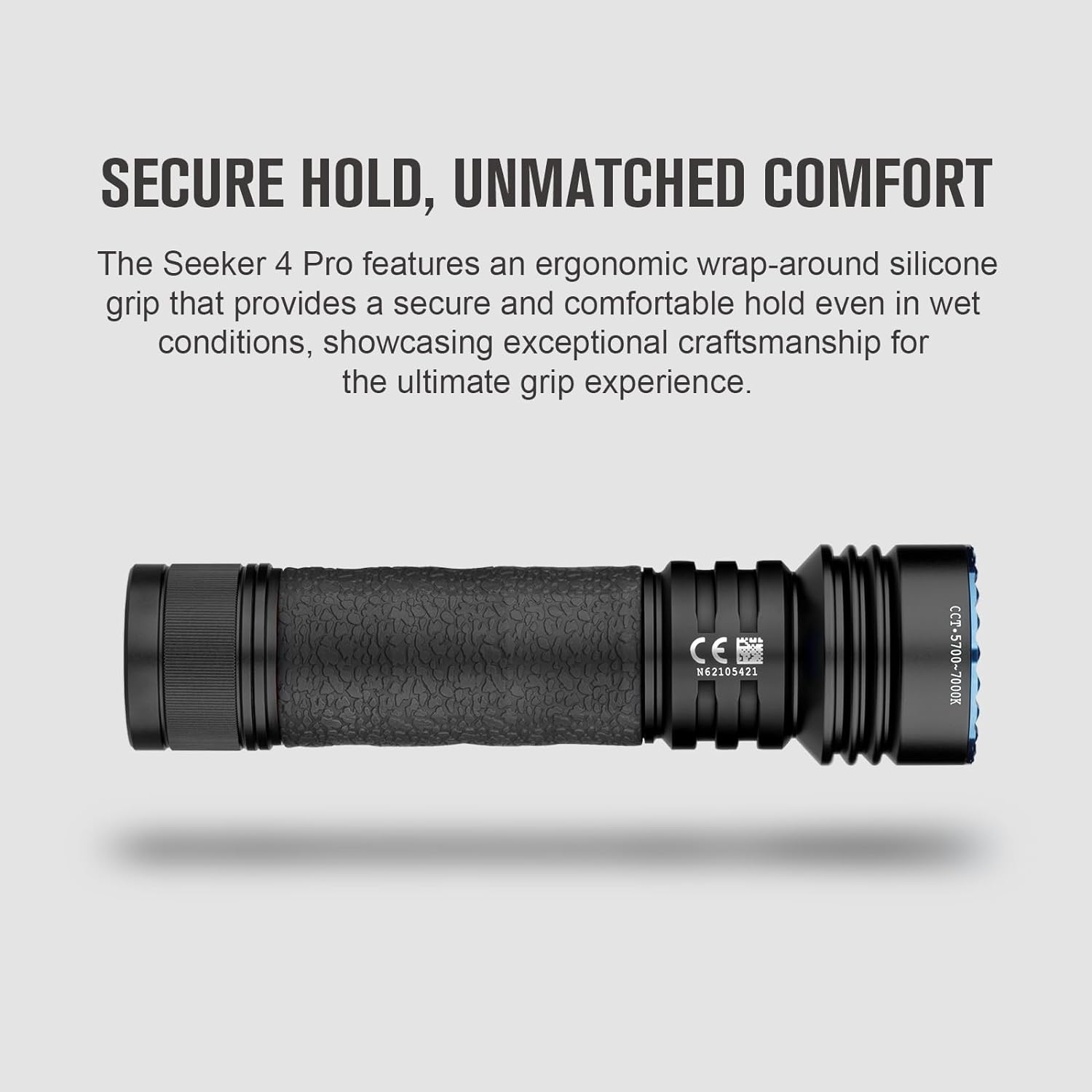 Seeker 4 Pro CW 4600 Lumens LED Rechargeable Flashlight, Black