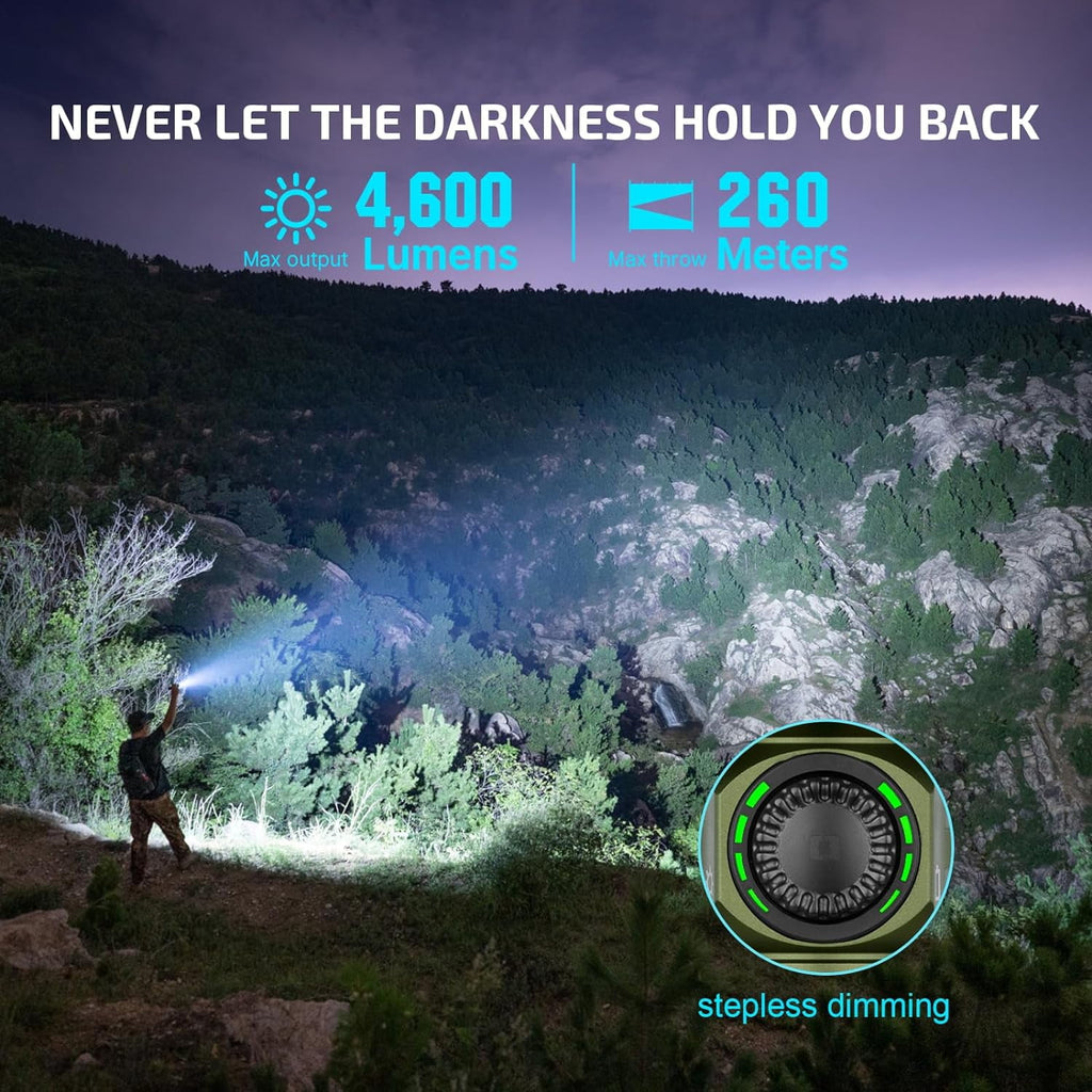 Seeker 4 Pro CW 4600 Lumens LED Rechargeable Flashlight, Black