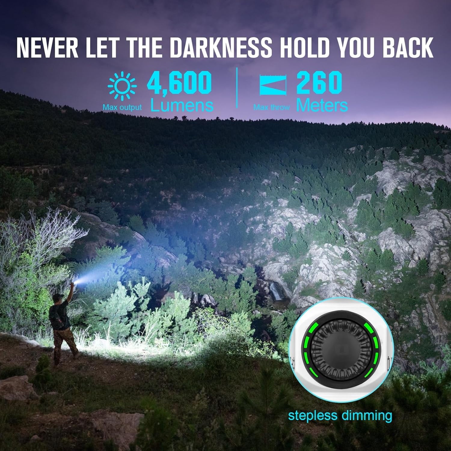 Seeker 4 Pro CW 4600 Lumens LED Rechargeable Flashlight, Black