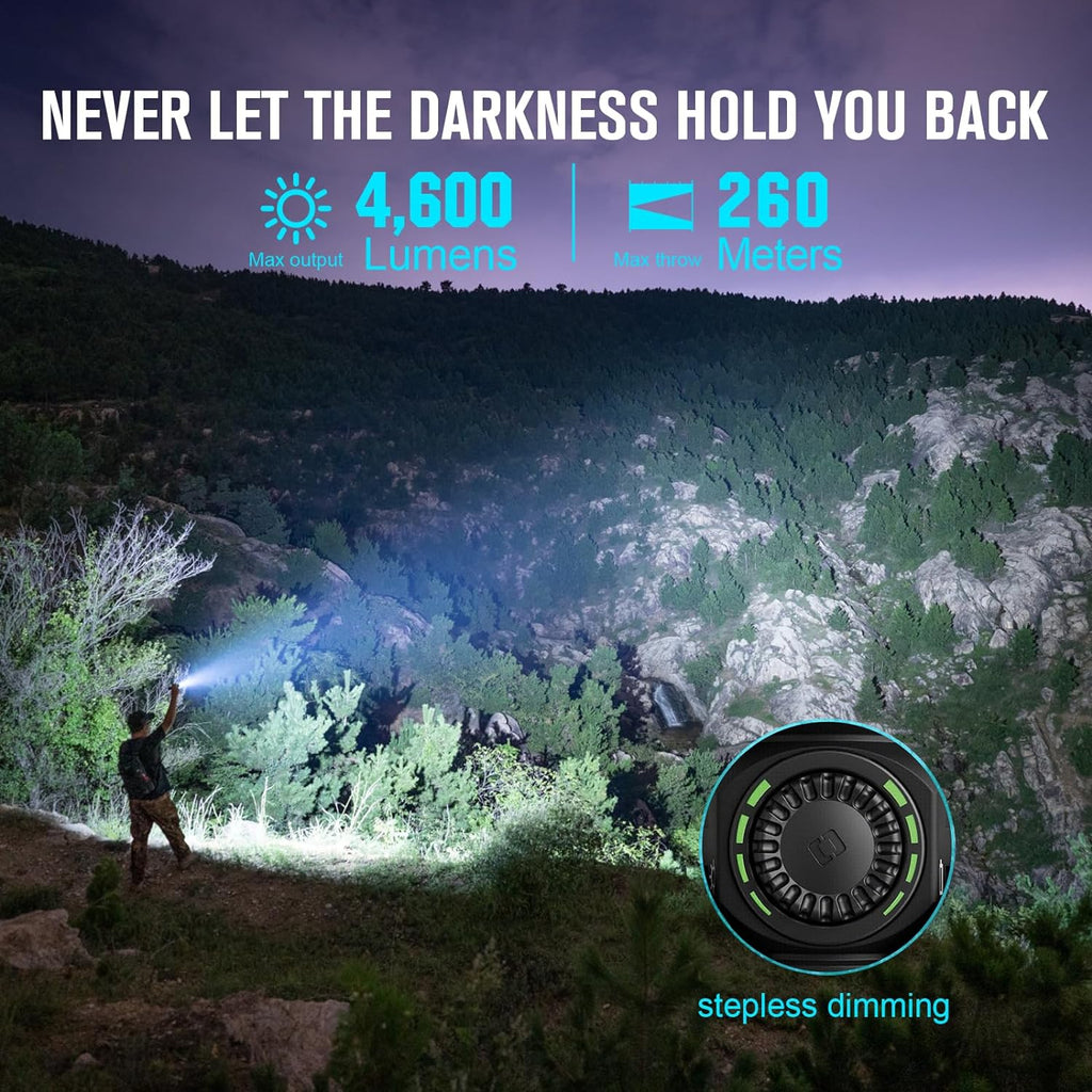 Seeker 4 Pro CW 4600 Lumens LED Rechargeable Flashlight, Black
