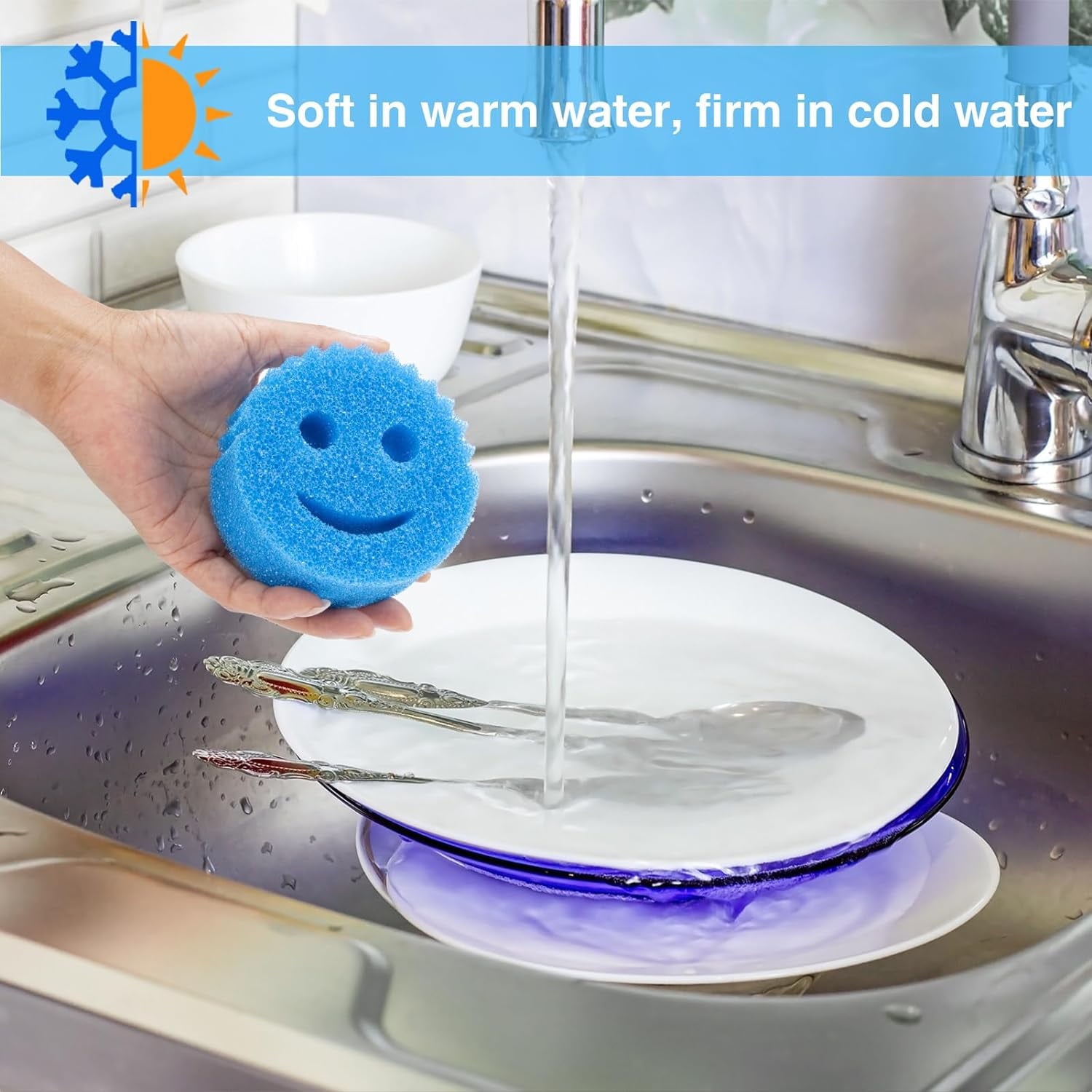 Colors 8 Pack Assorted Colors Scratch-Free Multipurpose Sponge BPA Free &amp; Made with Polymer Foam - Stain &amp; Odor Resistant Kitchen Dish Sponge