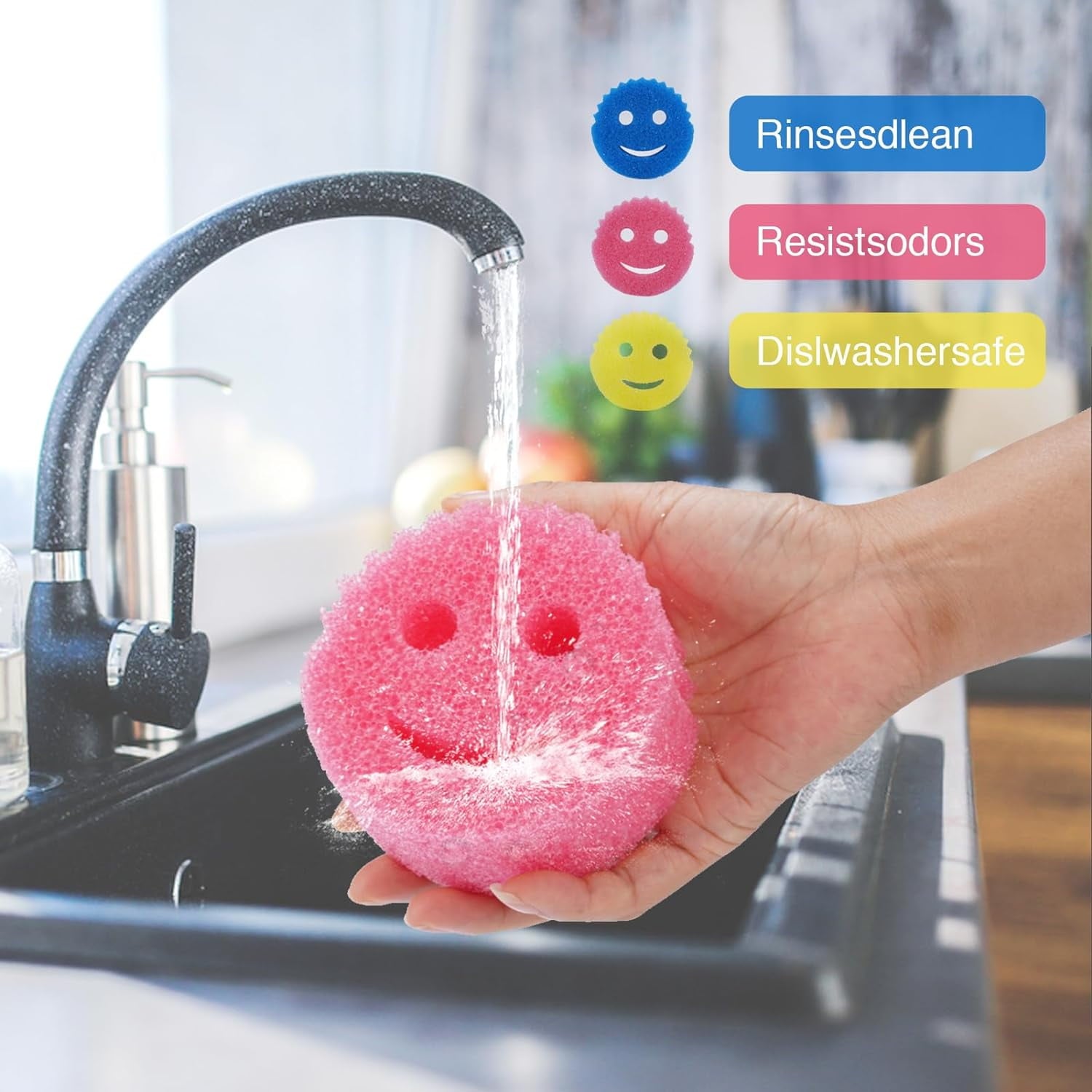 Colors 8 Pack Assorted Colors Scratch-Free Multipurpose Sponge BPA Free &amp; Made with Polymer Foam - Stain &amp; Odor Resistant Kitchen Dish Sponge