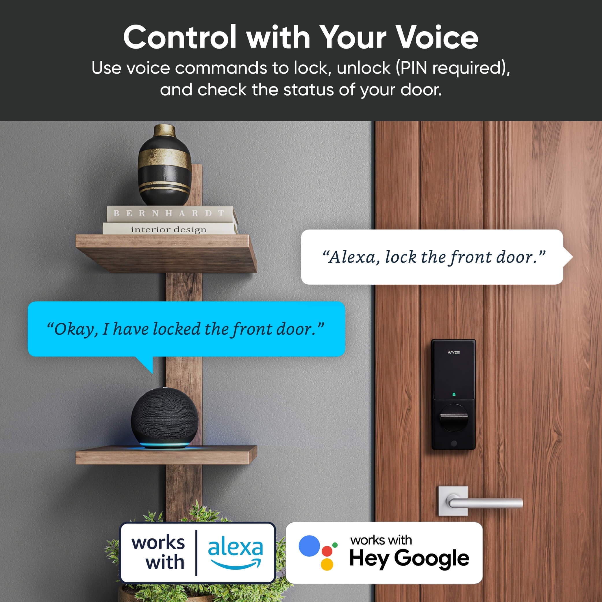 Palm Lock Smart Door Lock with Palm Vein Recognition, Keypad, Auto Lock, Dual Battery, Wi-Fi, BHMA3 Certified