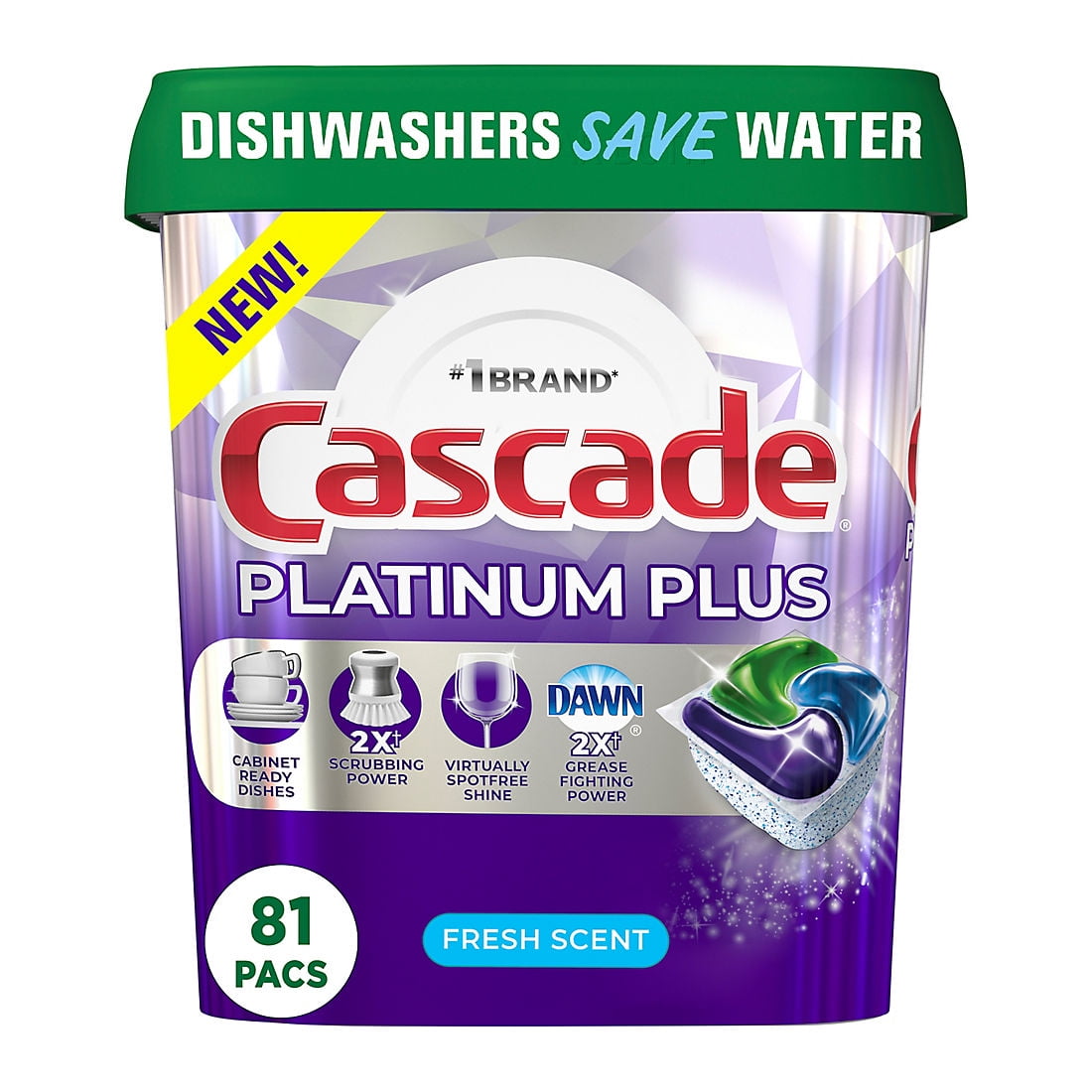 Platinum Plus Dishwasher Detergent Action Pacs, Fresh scent, 81 ct.