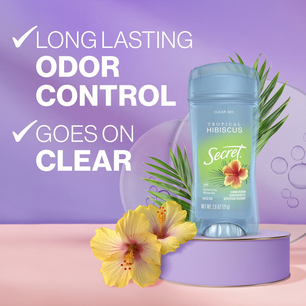 Clear Gel Tropical Hibiscus, Antiperspirant Deodorant for Women, 2.6oz