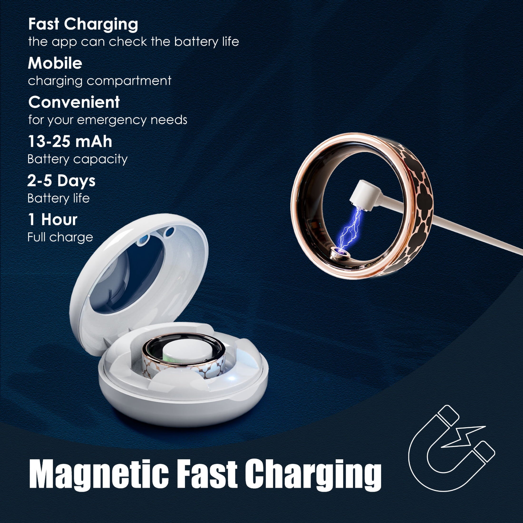 Health Tracking Ring, Suitable for Both Men and Women, 5ATM Waterproof, Activity/Sleep/Temperature Monitoring, Family Care Mode, Compatible with Android and iOS.
