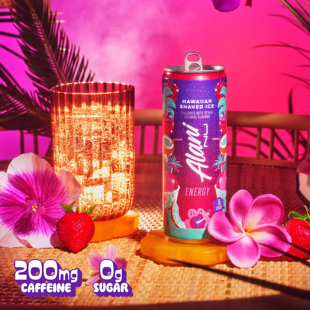 Energy Drink, Hawaiian Shaved Ice Flavor, Sugar-Free, Zero Calories, Refreshing Tropical Taste 12 fl oz, 6-Pack