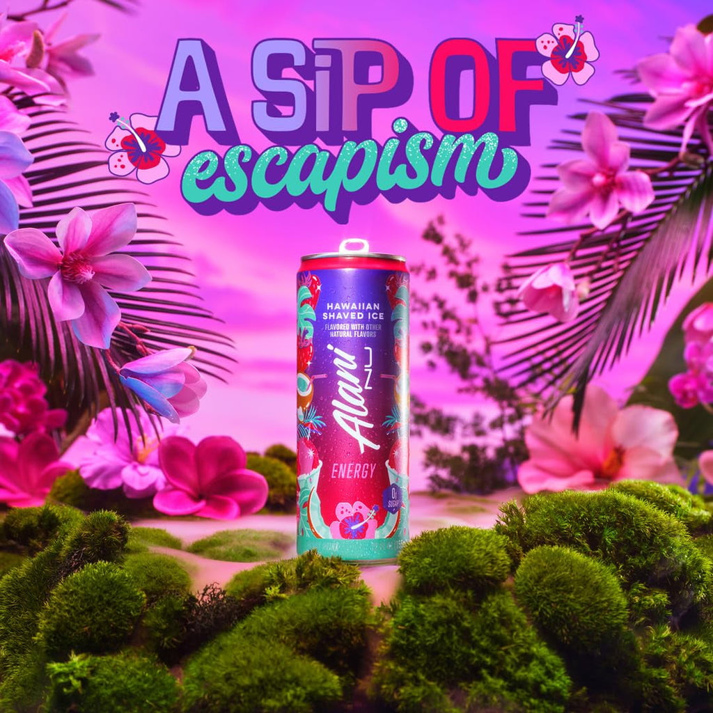 Energy Drink, Hawaiian Shaved Ice Flavor, Sugar-Free, Zero Calories, Refreshing Tropical Taste 12 fl oz, 6-Pack