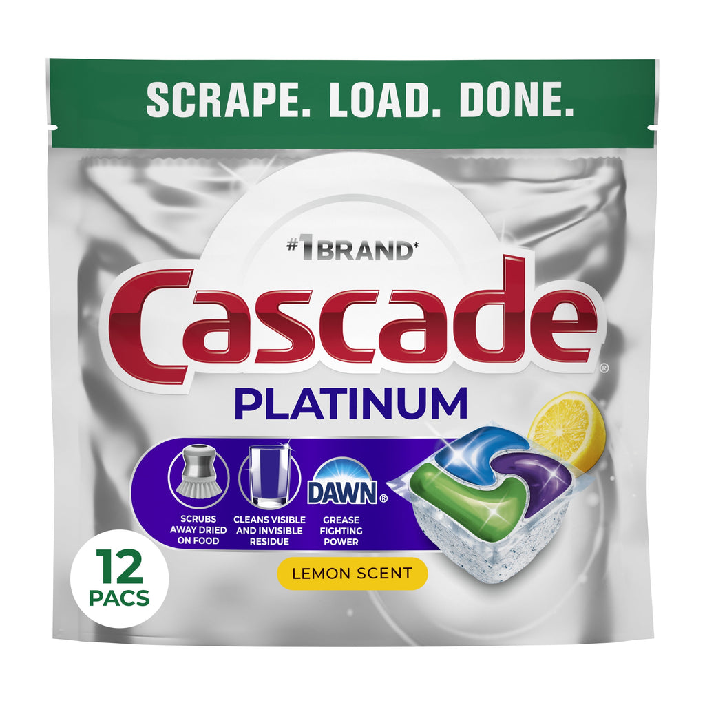 Platinum Dishwasher Pods, Dishwasher Detergent, Dish Detergent Soap, Lemon, 12 Count