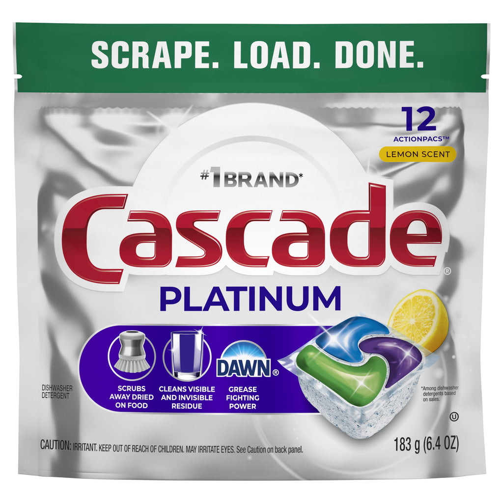 Platinum Dishwasher Pods, Dishwasher Detergent, Dish Detergent Soap, Lemon, 12 Count