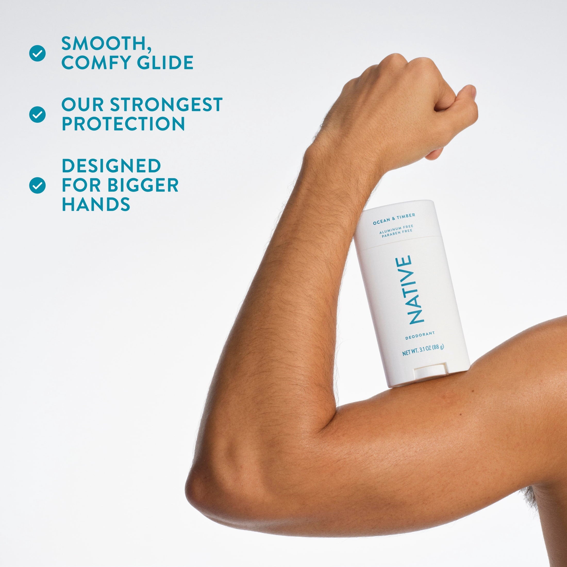 Aluminum Free Deodorant For Men, 72 Hour Solid Deodorant Stick, Ocean &amp; Timber, 3.1oz