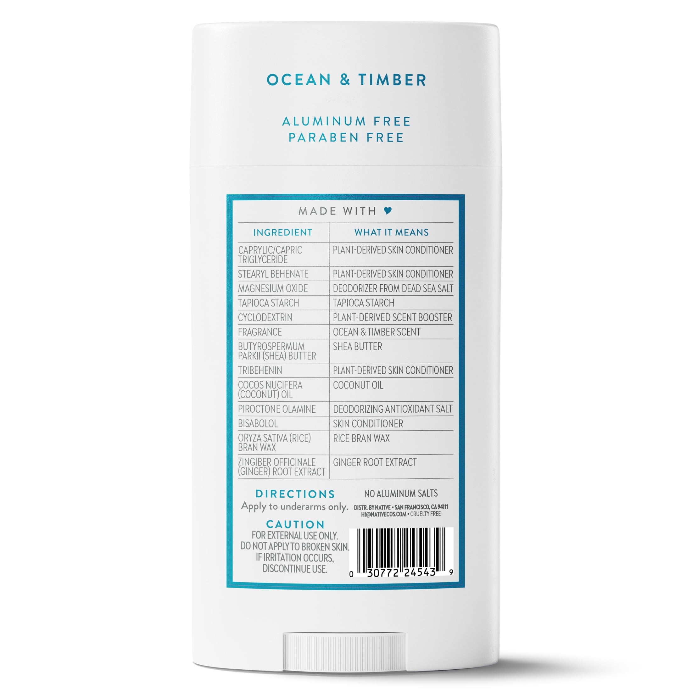 Aluminum Free Deodorant For Men, 72 Hour Solid Deodorant Stick, Ocean &amp; Timber, 3.1oz
