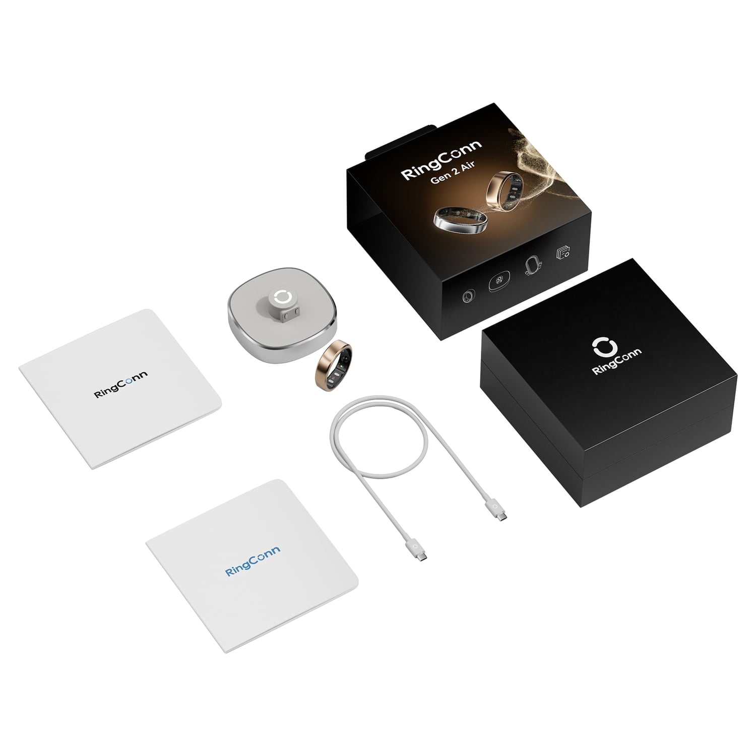 2 Air Ultra-Thin Smart Ring with Health Tracking and AI (Size 13; Dune Gold)