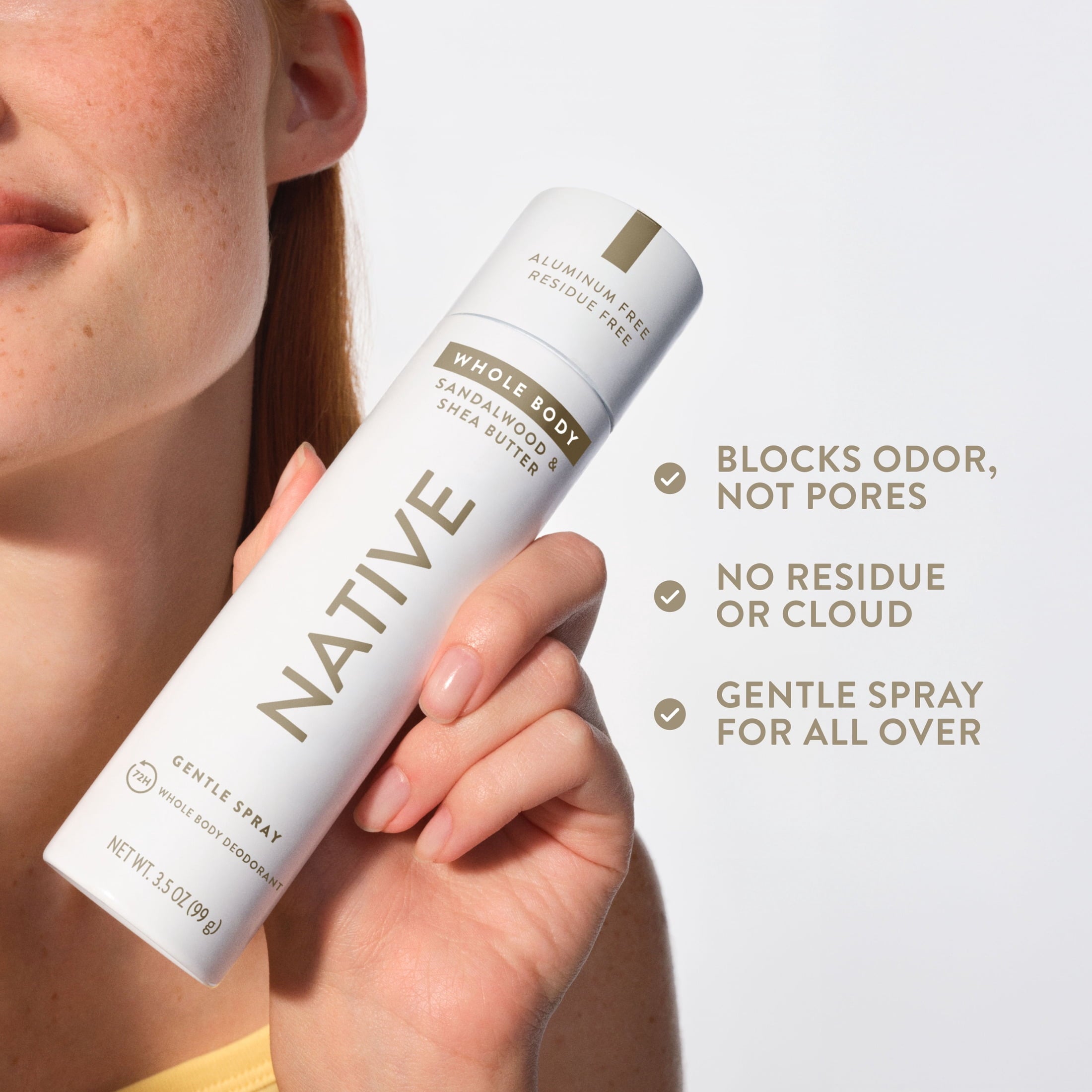 Deodorant Body Spray, Sandalwood &amp; Shea Butter, Aluminum Free, for Women and Men, 3.5 oz