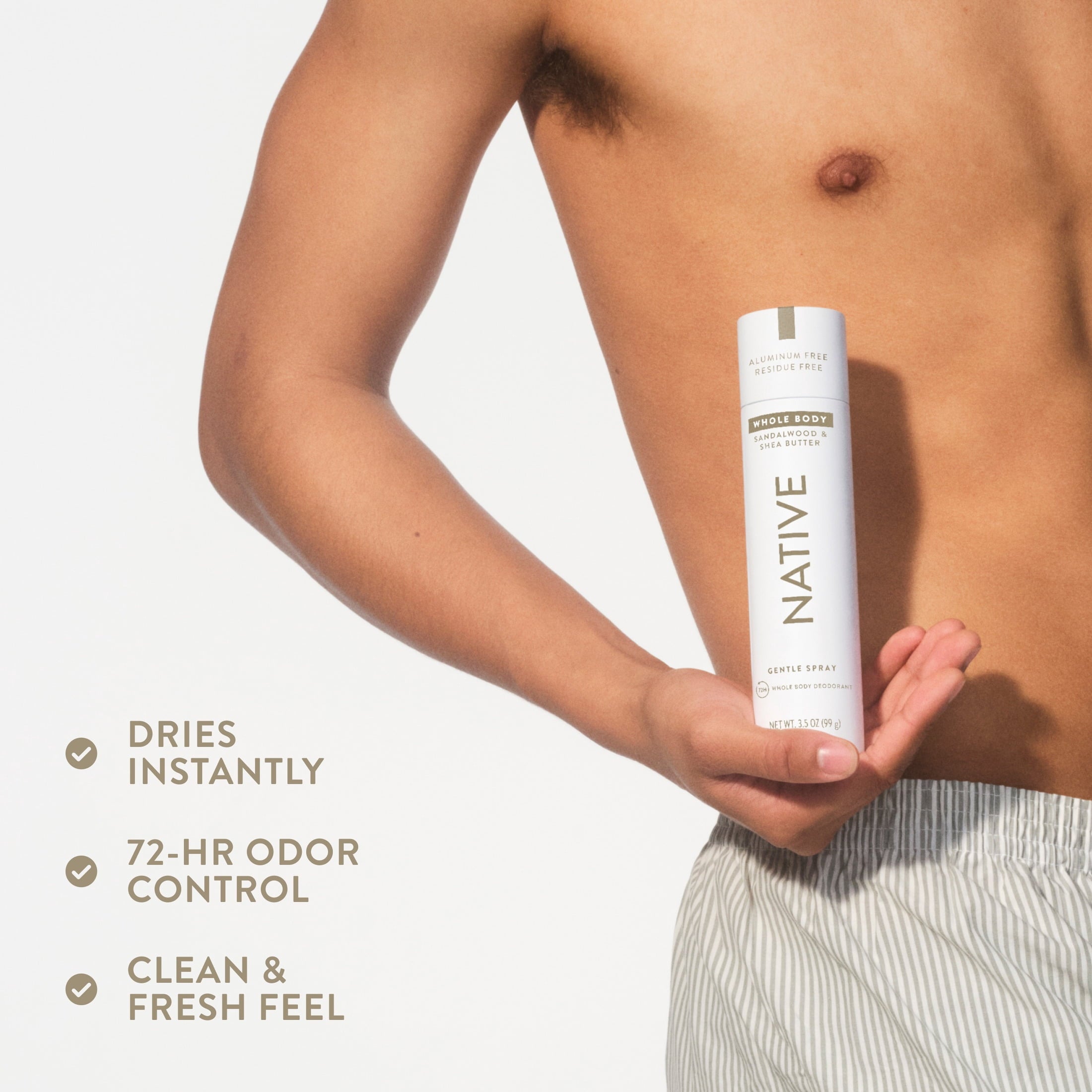 Deodorant Body Spray, Sandalwood &amp; Shea Butter, Aluminum Free, for Women and Men, 3.5 oz