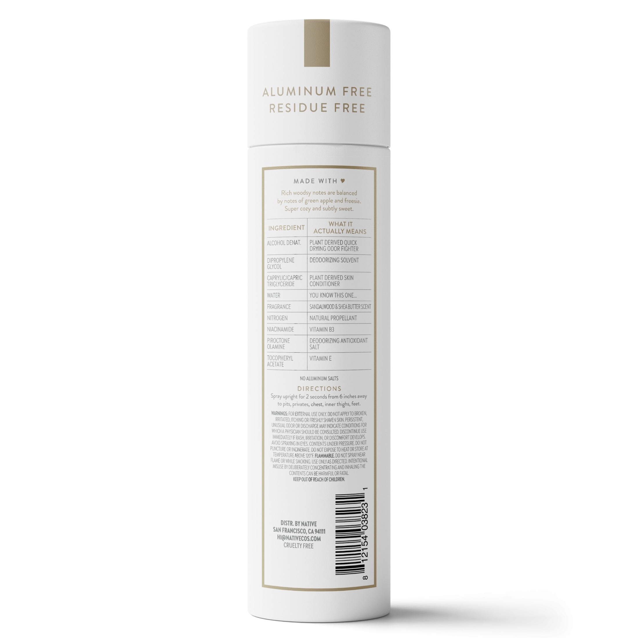 Deodorant Body Spray, Sandalwood &amp; Shea Butter, Aluminum Free, for Women and Men, 3.5 oz