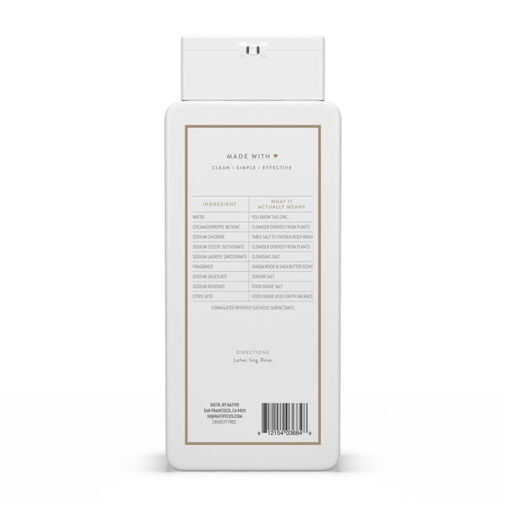 Body Wash, Sulfate Free, Sandalwood &amp; Shea Butter, for Women and Men, 18 fl oz