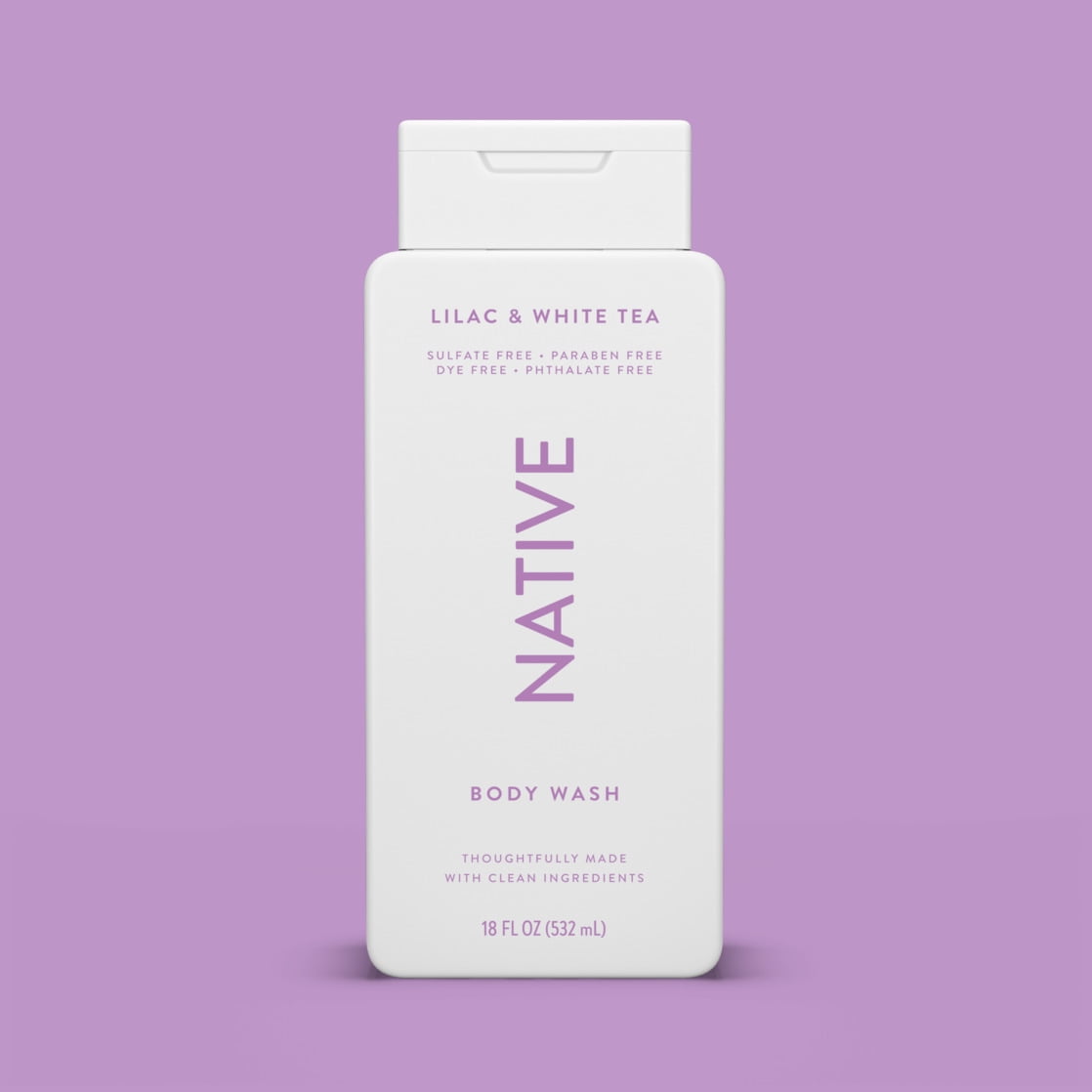 Body Wash, Lilac &amp; White Tea, Sulfate Free, Naturally Derived Ingredients, 24hr Freshness, for Women &amp; Men, 18 fl oz