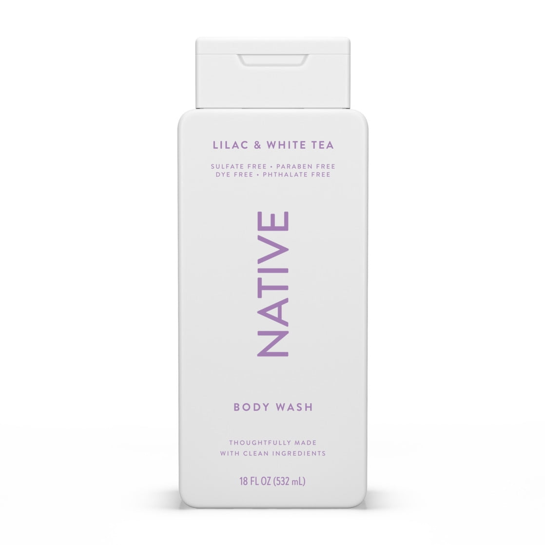 Body Wash, Lilac &amp; White Tea, Sulfate Free, Naturally Derived Ingredients, 24hr Freshness, for Women &amp; Men, 18 fl oz