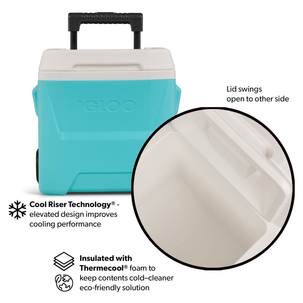 16 QT Laguna Hard Sided Ice Chest Cooler with Wheels, Aqua Blue