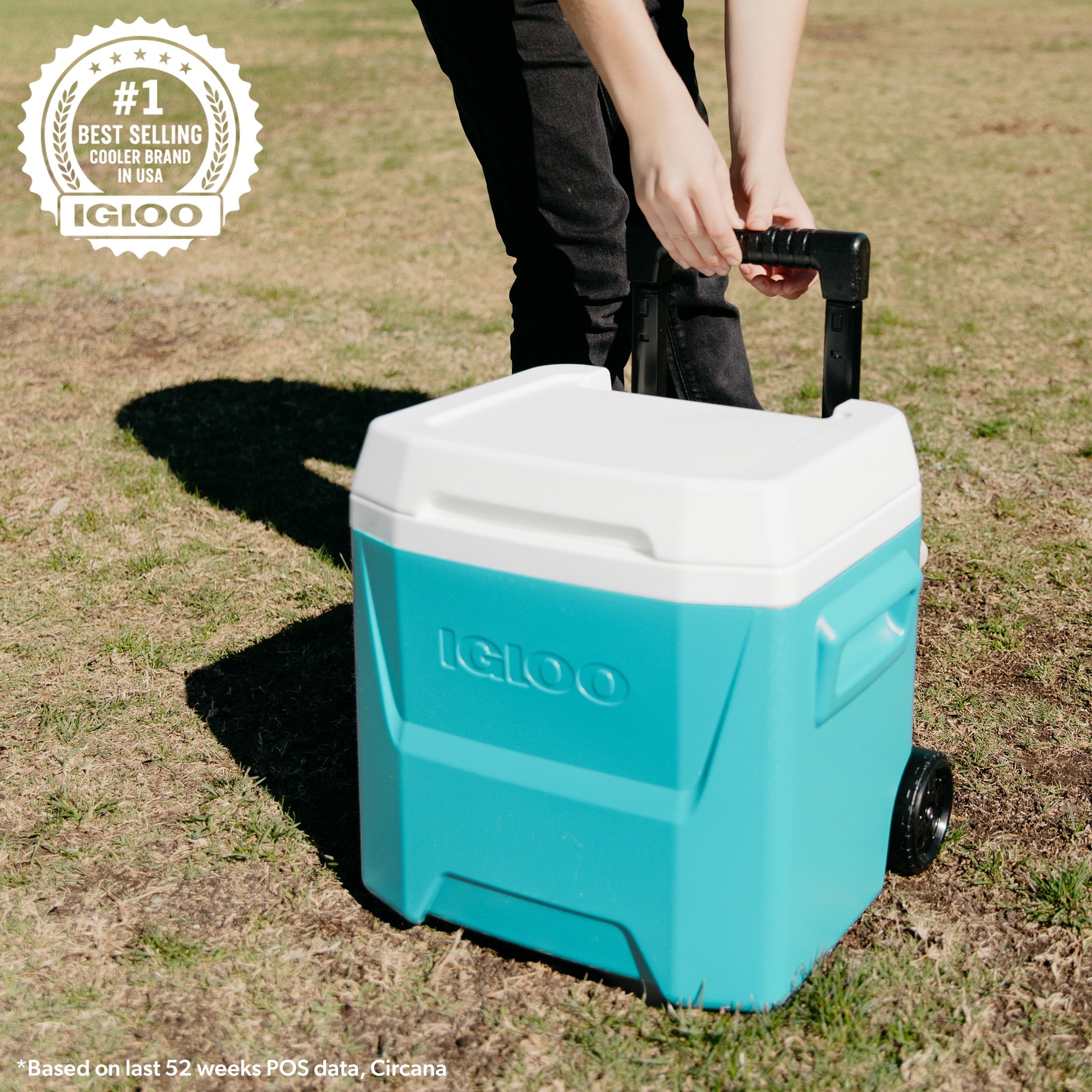 16 QT Laguna Hard Sided Ice Chest Cooler with Wheels, Aqua Blue