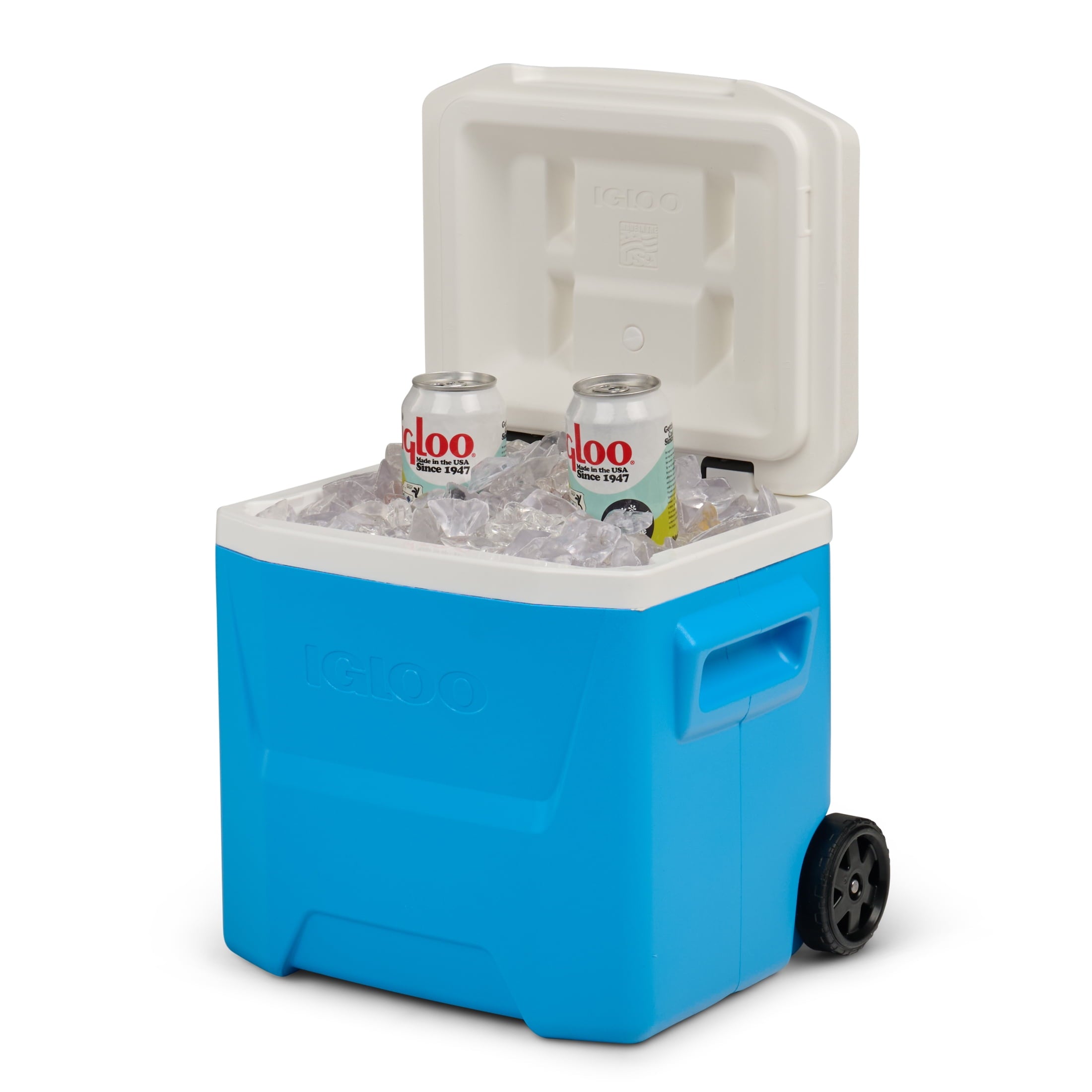 16 QT Laguna Hard Sided Ice Chest Cooler with Wheels, Aqua Blue