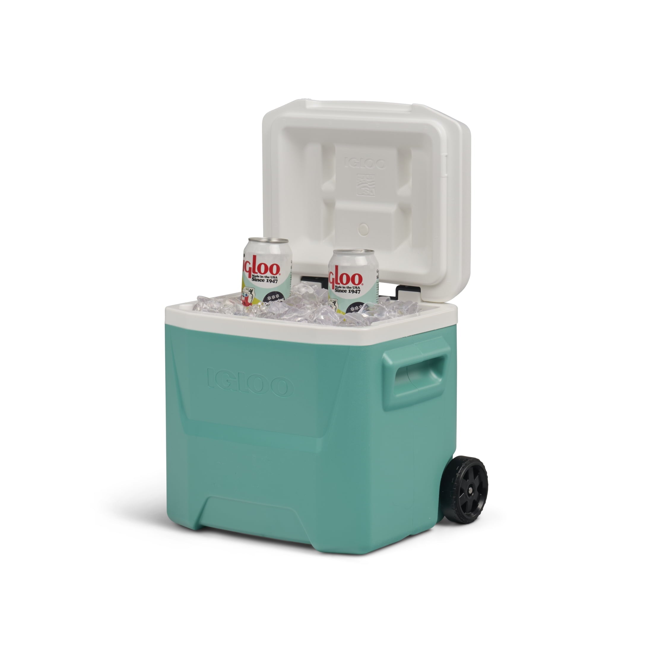 16 QT Laguna Hard Sided Ice Chest Cooler with Wheels, Aqua Blue