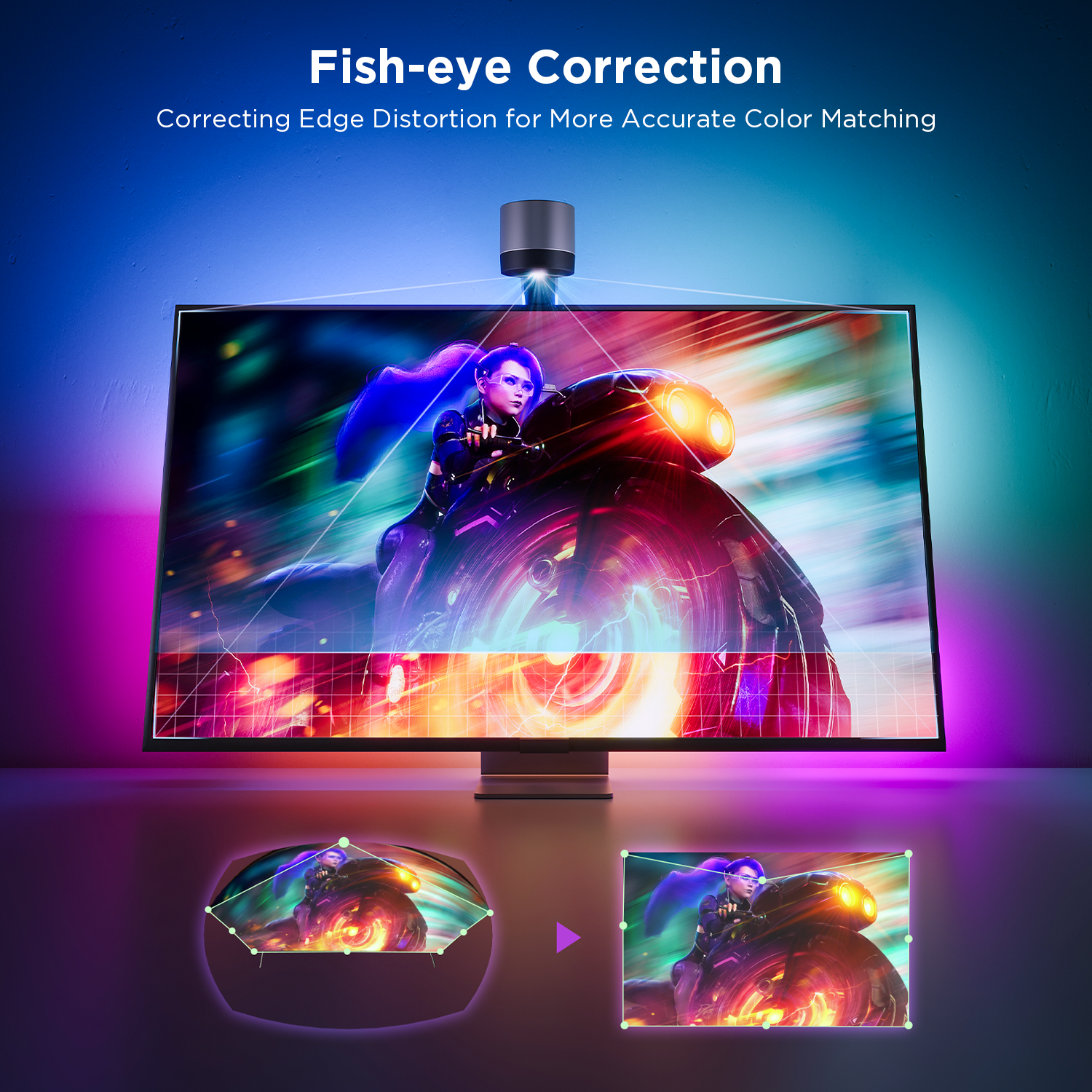Smart TV Backlight 3S for 75-85 inch TV, Theatre Effect,Lighting Changing With Sound,Support Siri,Alexa And Google Assistant,16.4ft