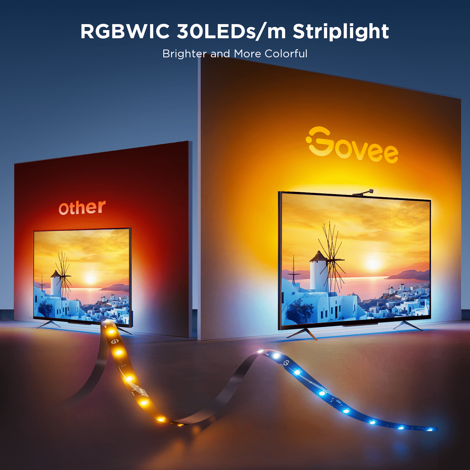 Smart TV Backlight 3S for 75-85 inch TV, Theatre Effect,Lighting Changing With Sound,Support Siri,Alexa And Google Assistant,16.4ft