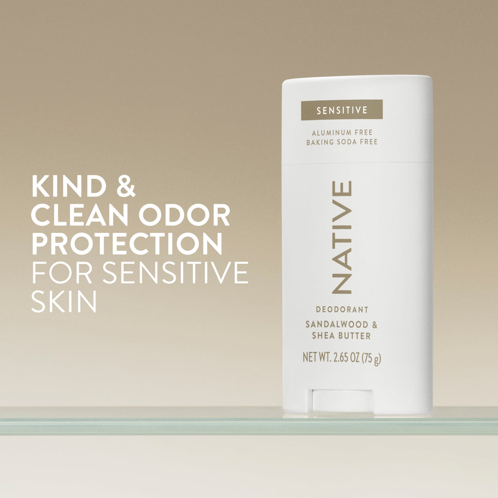 Sensitive Deodorant For Men, Aluminum Free Deodorant Stick, Sandalwood &amp; Shea Butter, 2.65oz