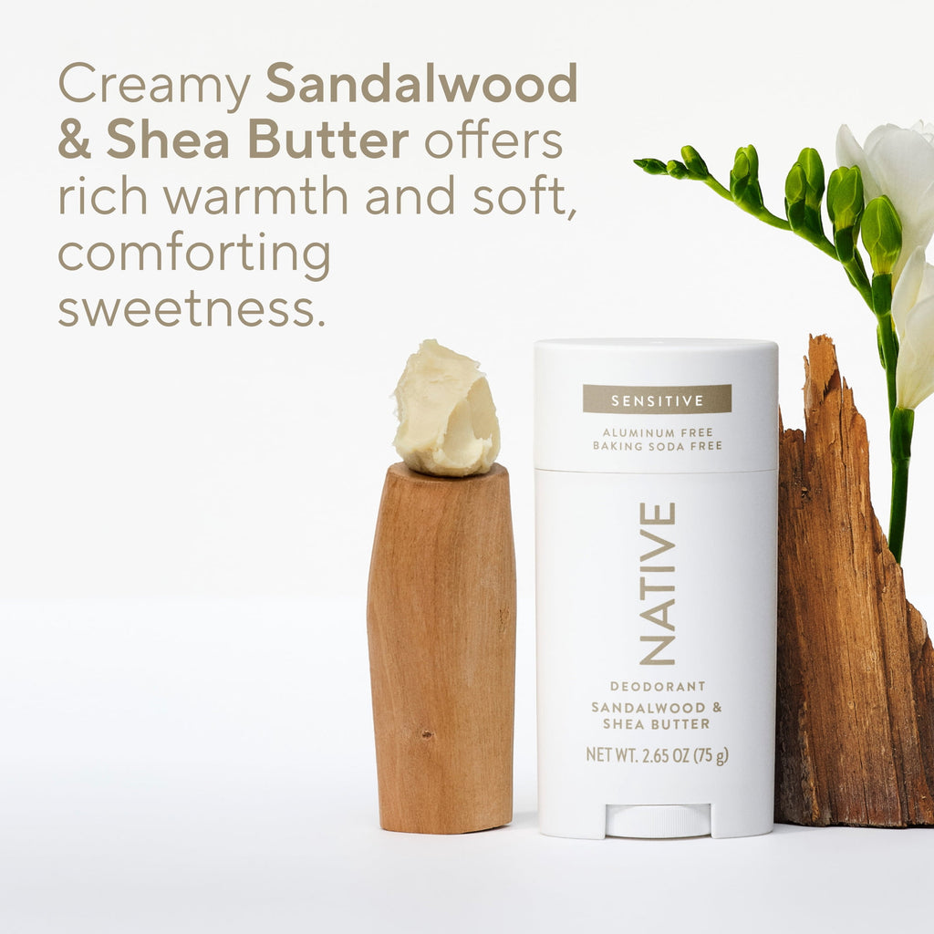 Sensitive Deodorant For Men, Aluminum Free Deodorant Stick, Sandalwood &amp; Shea Butter, 2.65oz