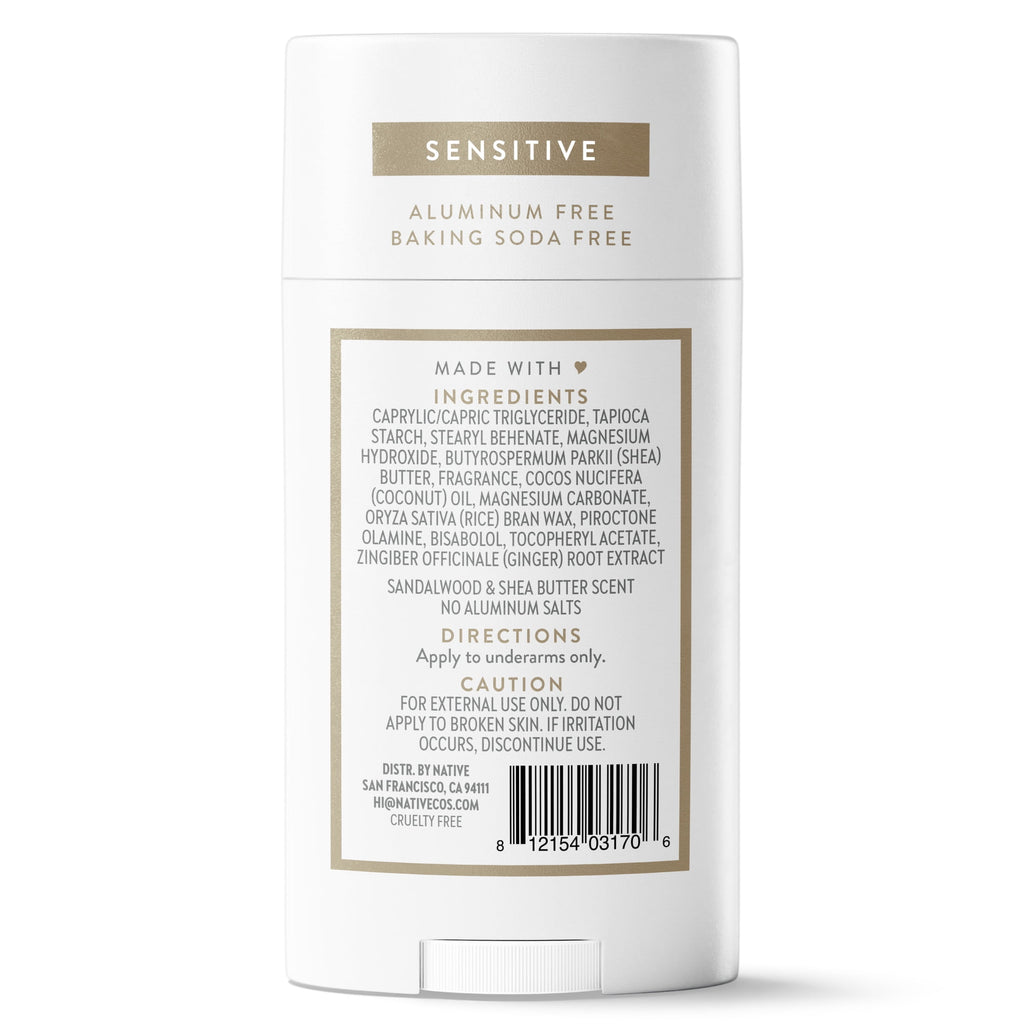 Sensitive Deodorant For Men, Aluminum Free Deodorant Stick, Sandalwood &amp; Shea Butter, 2.65oz