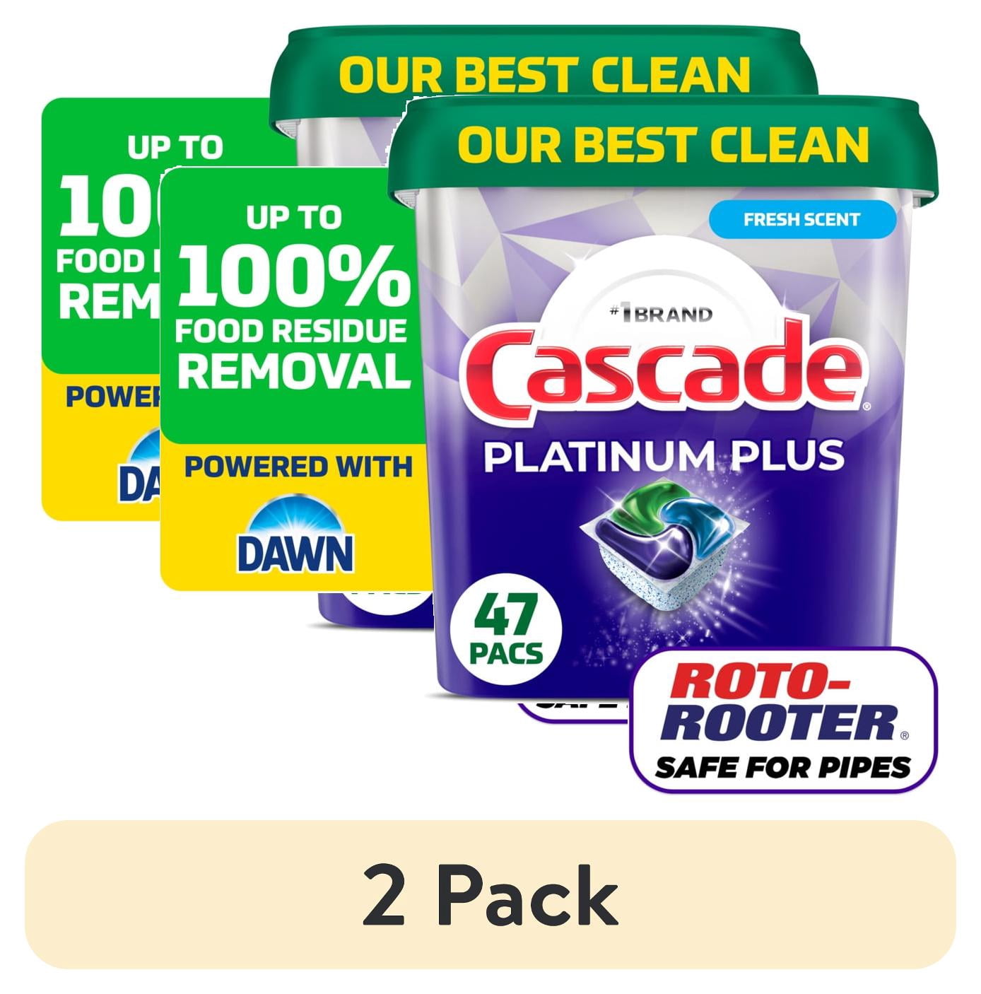 (2 pack) Cascade Platinum Plus Dishwasher Pods, Dishwasher Detergent Soap Tabs, Fresh, 47 Count