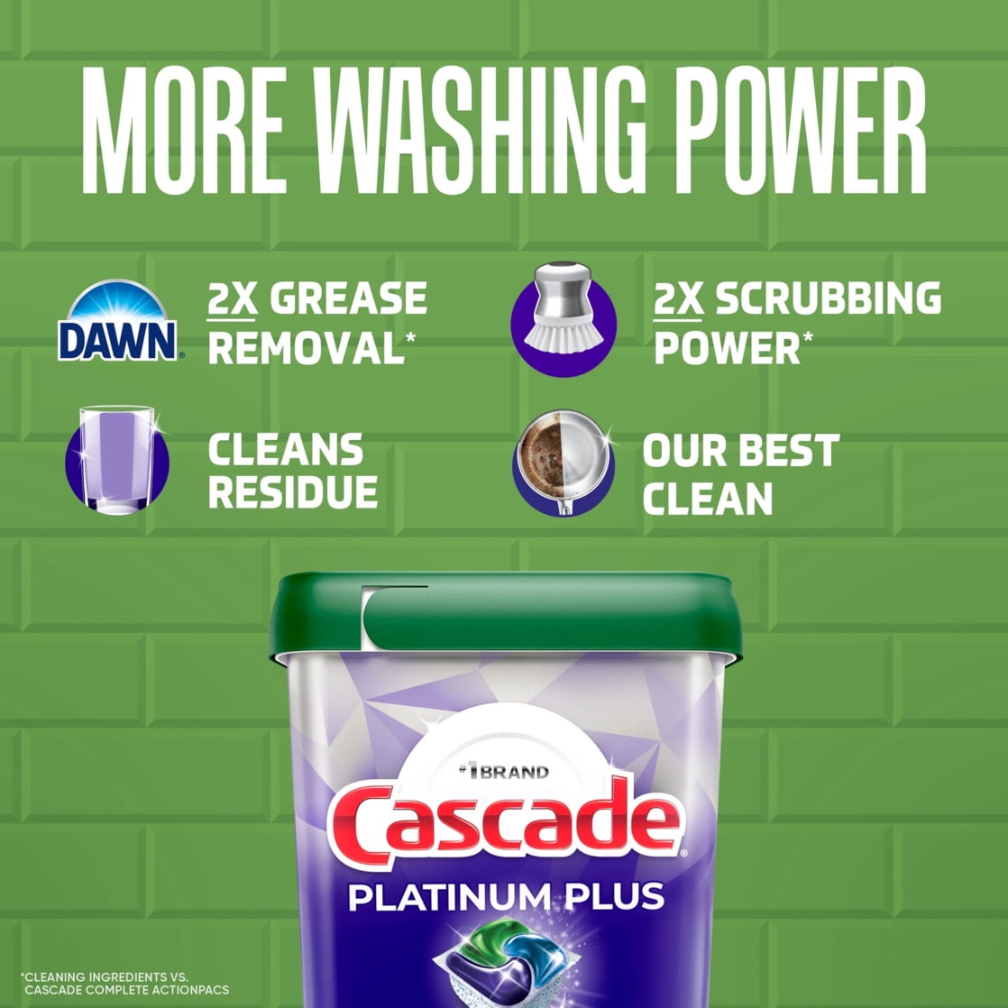 (2 pack) Cascade Platinum Plus Dishwasher Pods, Dishwasher Detergent Soap Tabs, Fresh, 47 Count