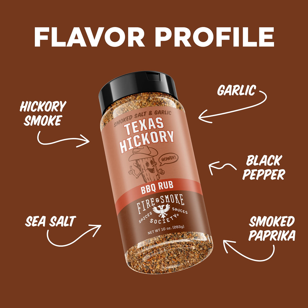 Fire &amp; Smoke Society Texas Hickory BBQ Seasoning Blend for Grilling, 10 oz Mixed Spices &amp; Seasonings