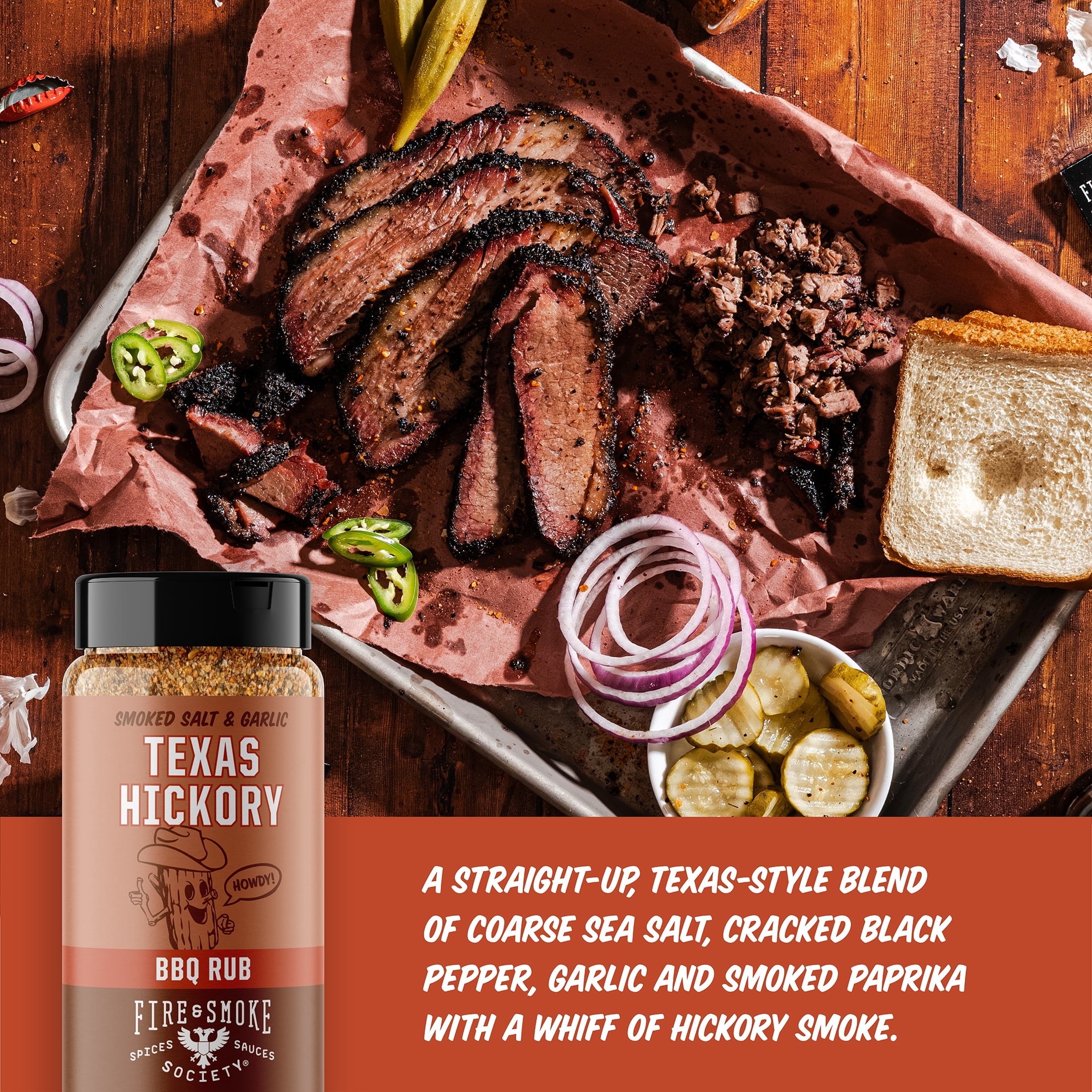 Fire &amp; Smoke Society Texas Hickory BBQ Seasoning Blend for Grilling, 10 oz Mixed Spices &amp; Seasonings