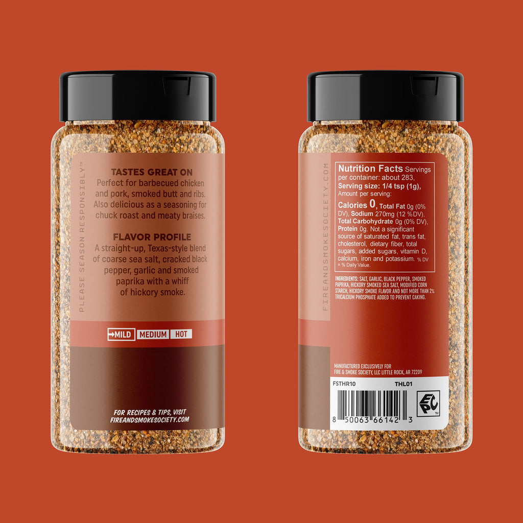 Fire &amp; Smoke Society Texas Hickory BBQ Seasoning Blend for Grilling, 10 oz Mixed Spices &amp; Seasonings