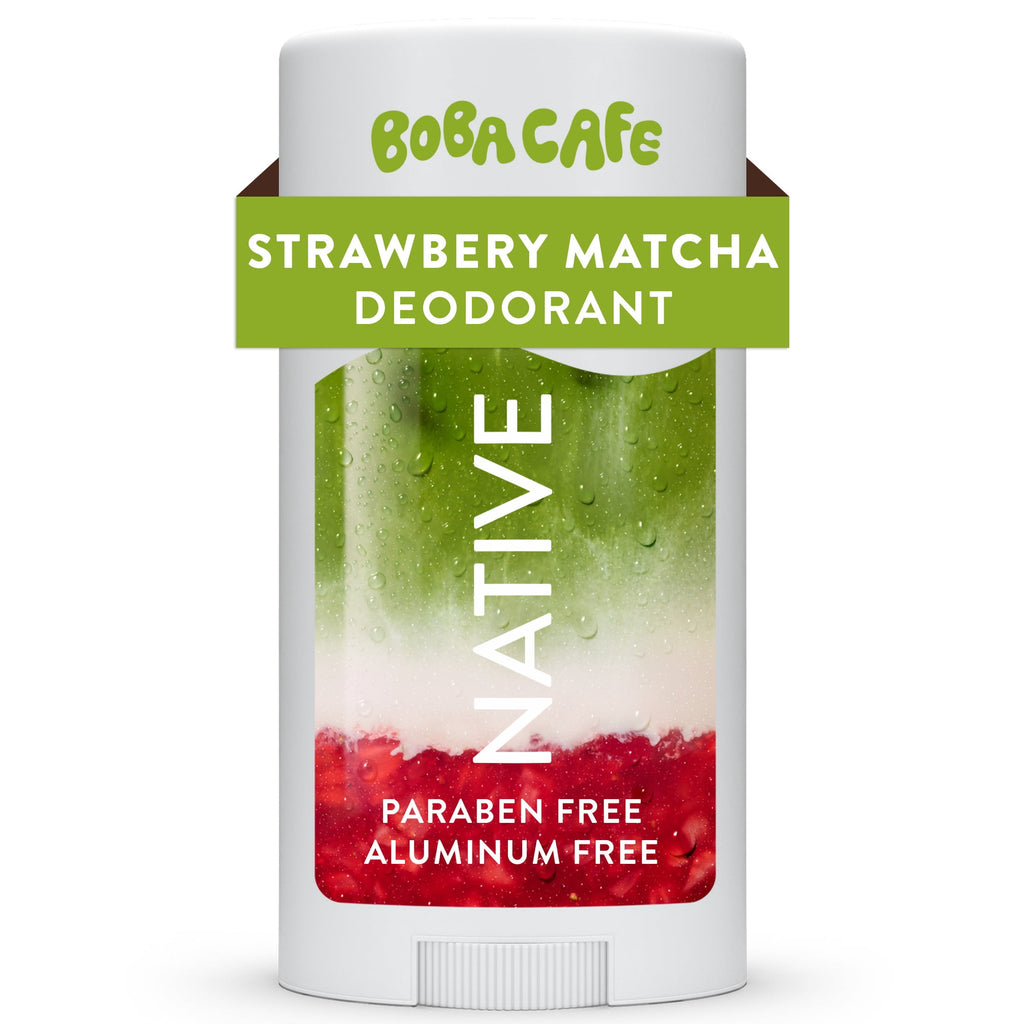 Aluminum Free Deodorant, Limited Edition Strawberry Matcha, 72 Hour Odor Protection, for Women and Men, Boba Café, 2.65oz