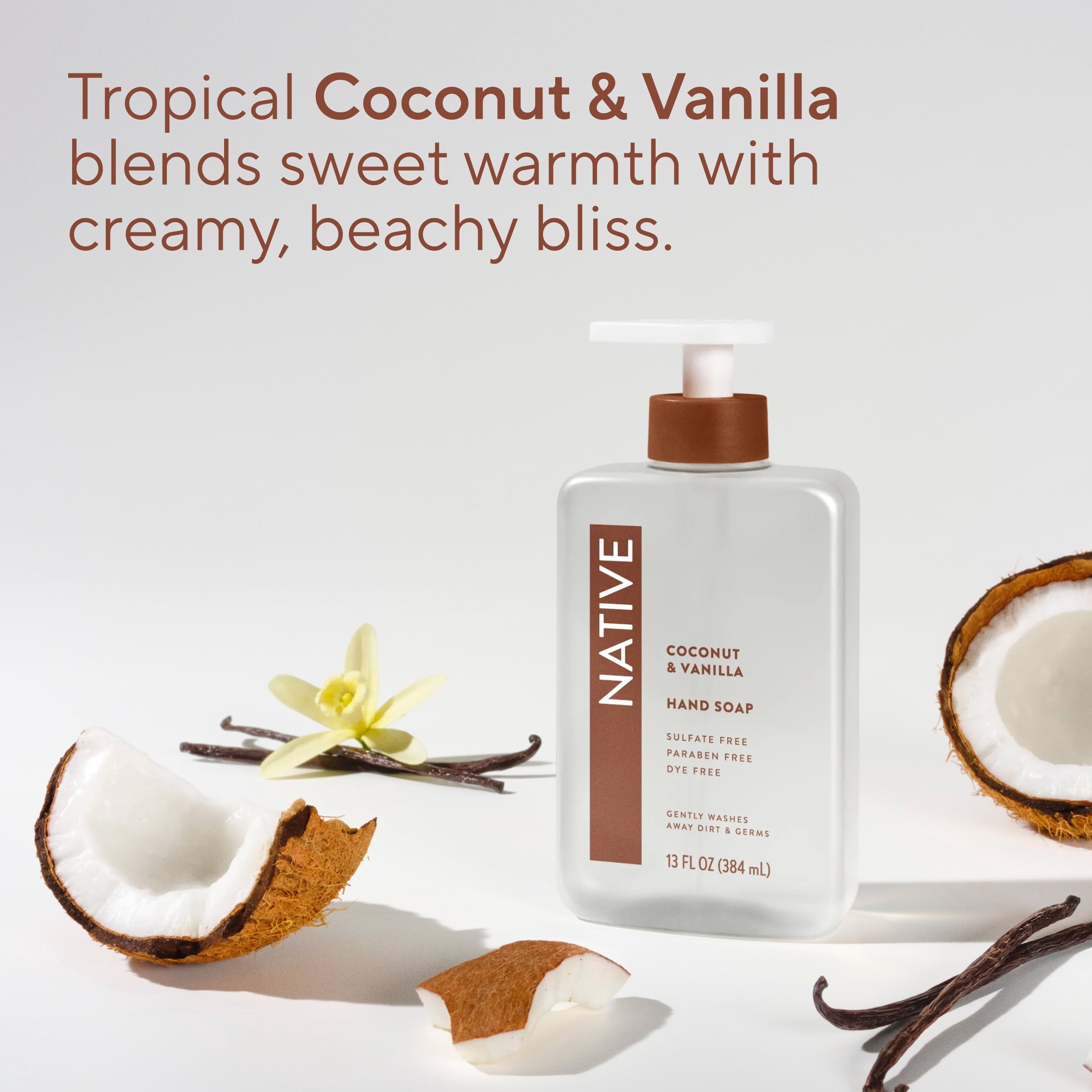 Liquid Hand Soap, Coconut &amp; Vanilla, Non-drying, Naturally Derived Cleansers, Sulfate Free, 13 fl oz
