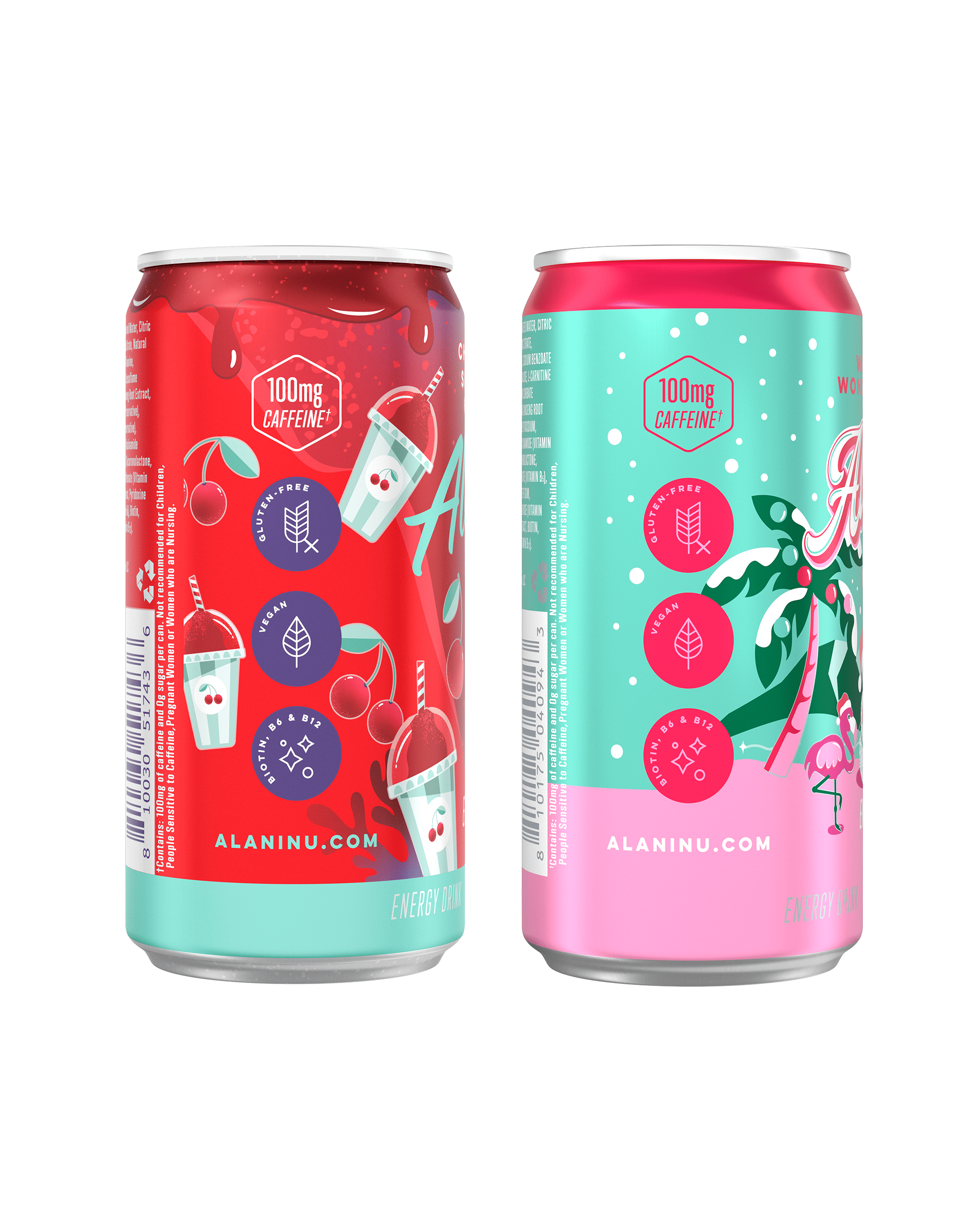 Sugar Free Energy Drink Mini, Variety Pack, Winter Wonderland, Cherry Slush, 8.4 fl oz, 12 Pack, Cans, 100mg Caffeine