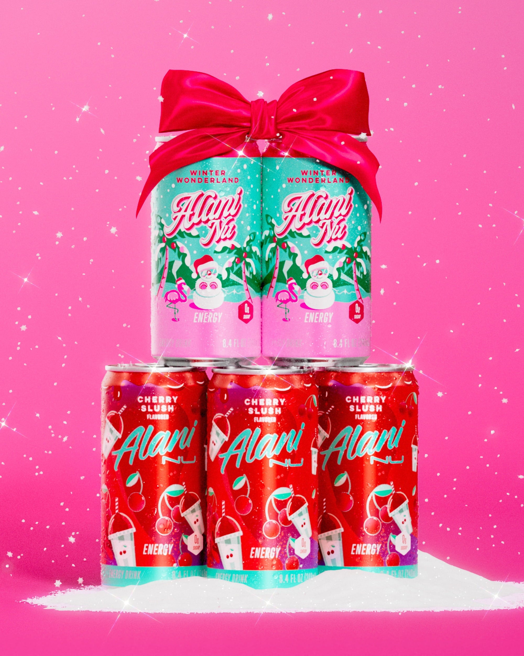 Sugar Free Energy Drink Mini, Variety Pack, Winter Wonderland, Cherry Slush, 8.4 fl oz, 12 Pack, Cans, 100mg Caffeine