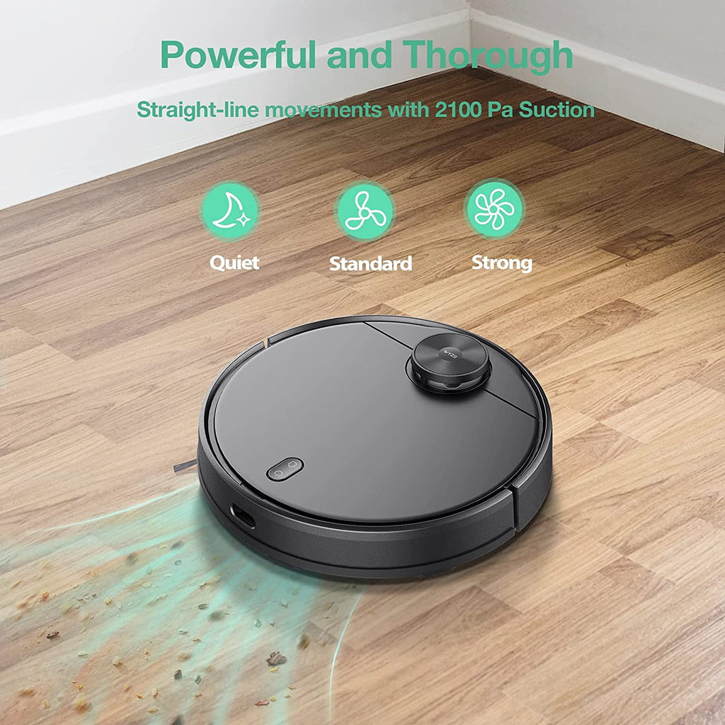Box Wyze Wi-Fi Connected Robotic Vacuum with LiDAR Room Mapping, Ideal for, Hard Floors and Carpets