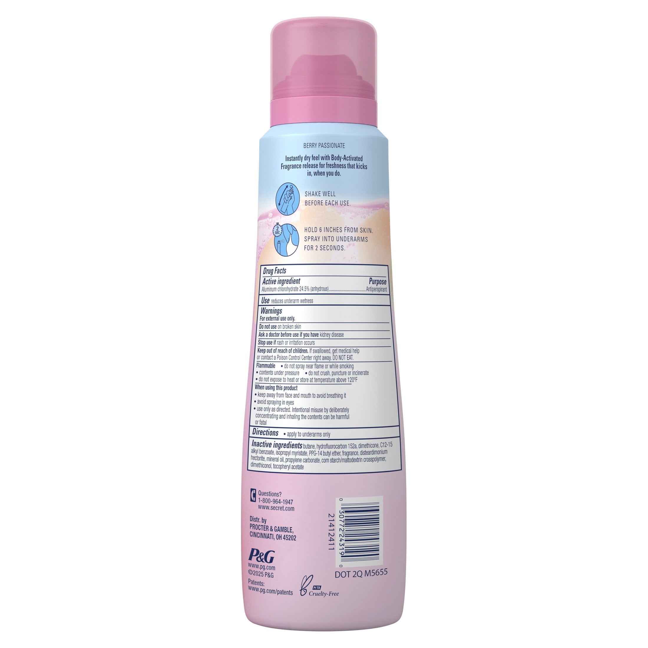 Dry Spray Antiperspirant Deodorant for Women, Berry Passionate, 4.1oz