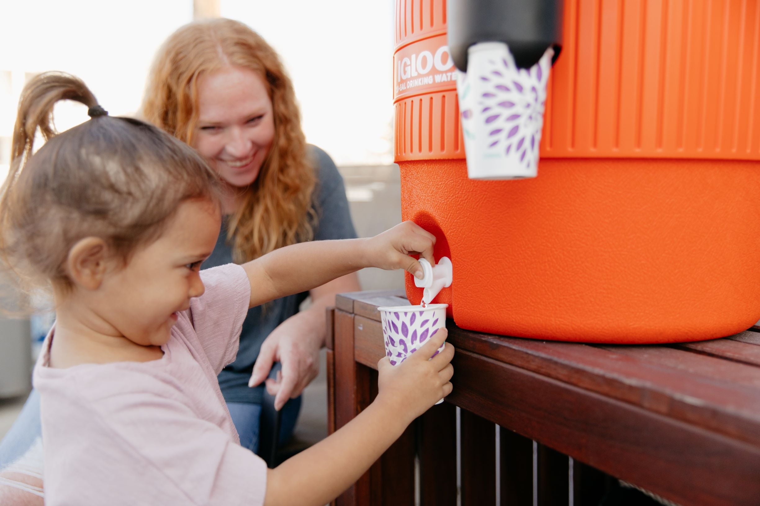 10-Gallon Seat Top Water Jug with Cup Dispenser - Orange