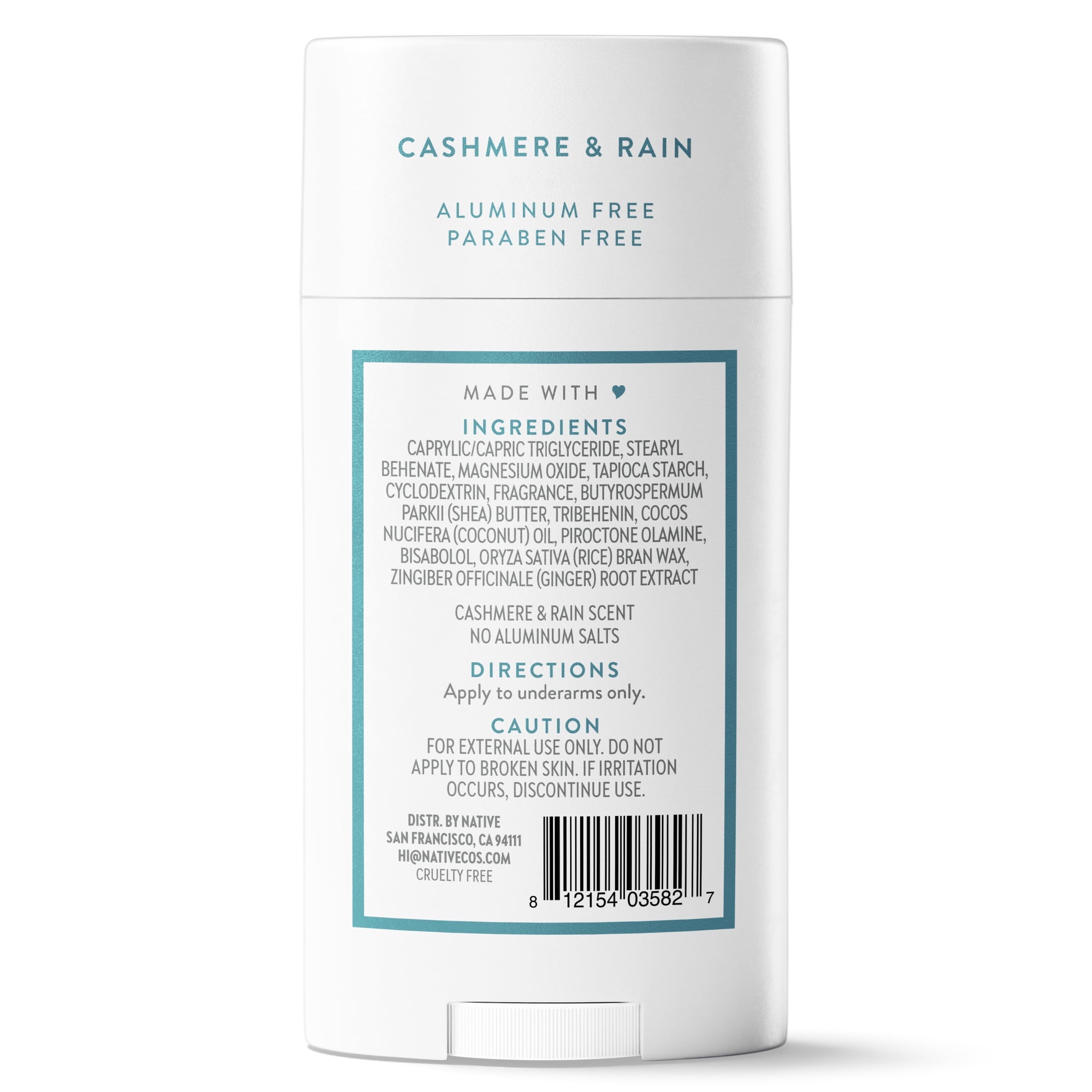 Deodorant, Aluminum Free, Cashmere &amp; Rain, for Women and Men, 2.65 oz