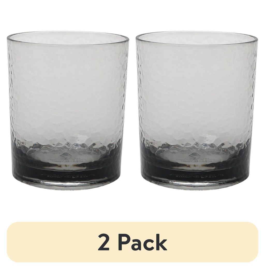 (2 pack) Better Homes &amp; Gardens 14-Ounce Tritan Short Hammered Tumbler, Smoke