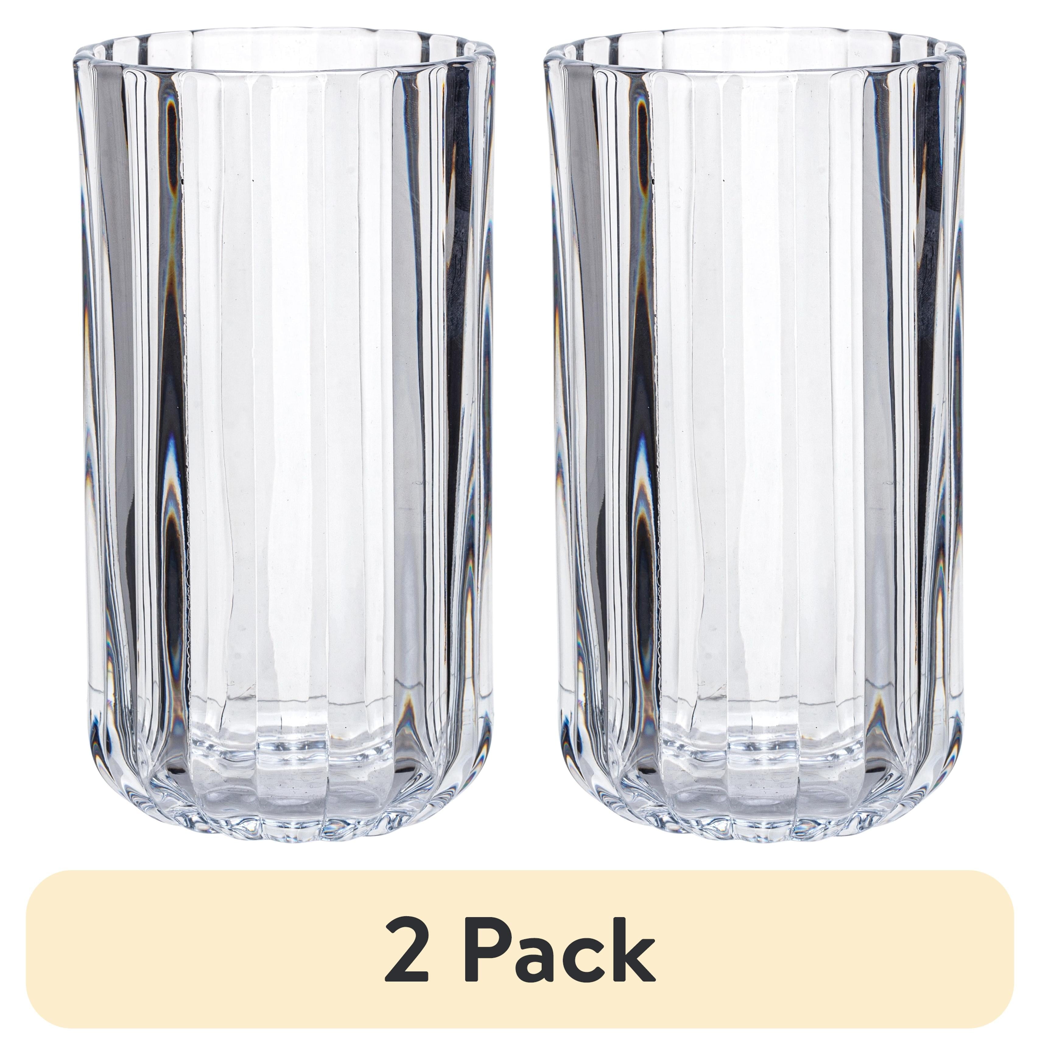 (2 pack) Better Homes &amp; Gardens 14OZ Fluted Glass Tumbler Clear